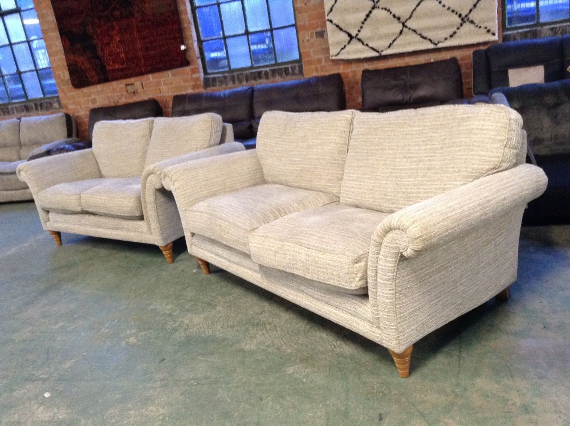 BISCUIT PATTERNED 3 SEATER SOFA AND 2 SEATER SOFA