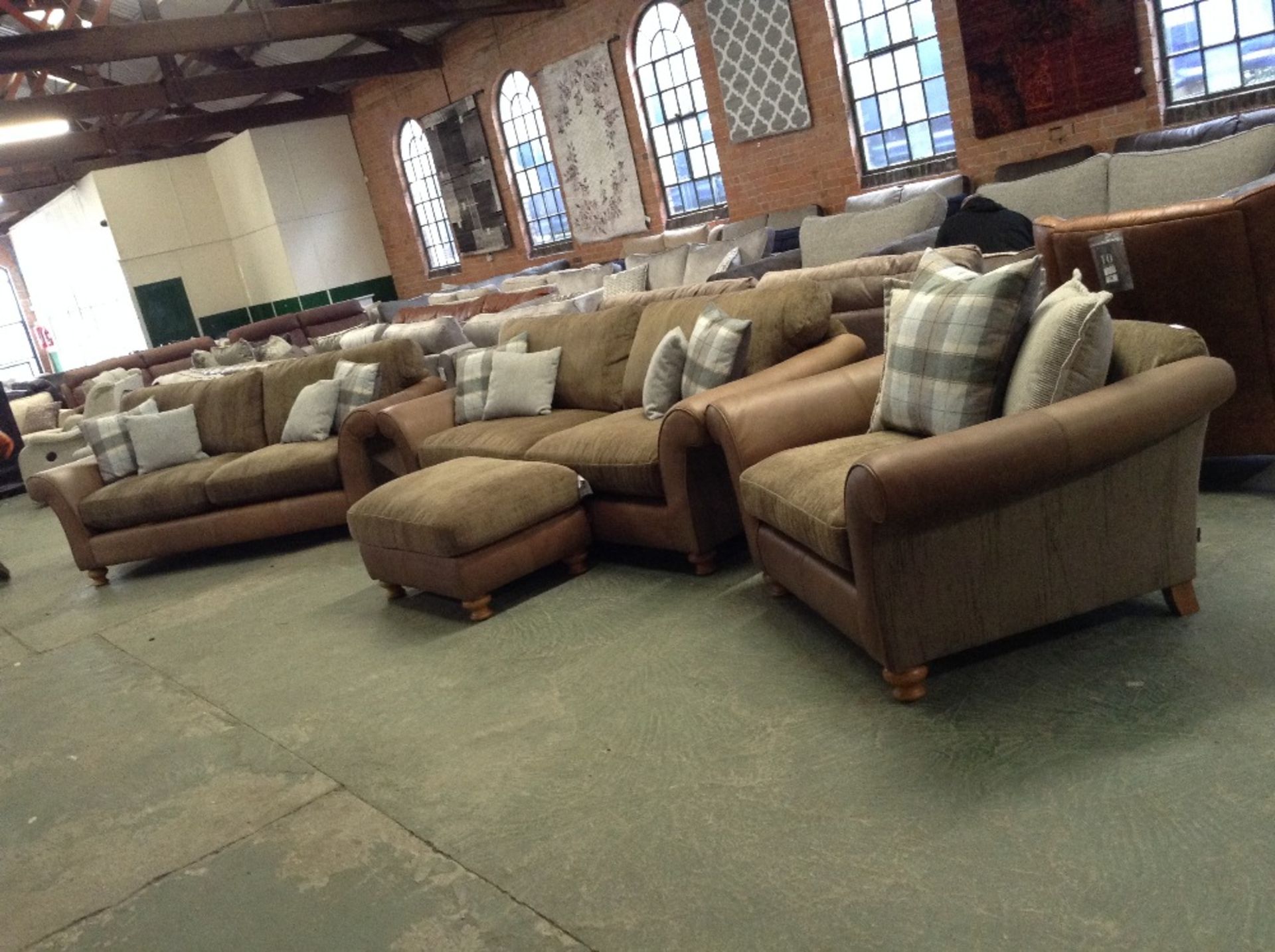 BROWN HALF HIDE SPLIT 4 SEATER SOFA 3 SEATER SOFA