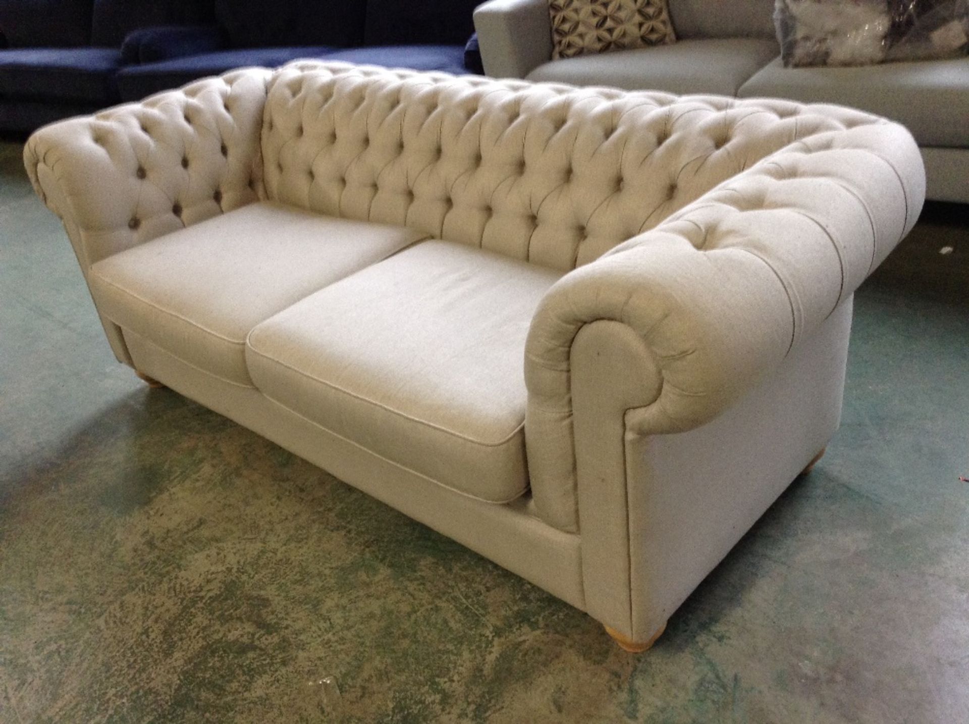 chesterfield 3 SEATER ,TWEEDY WEAVE TAUPE MARKED (SFL414/700128121479)