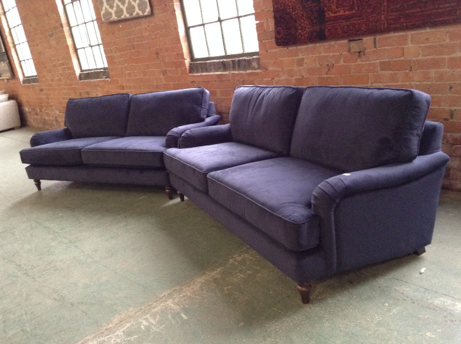 EX SHOWROOM 2 X NAVY 3 SEATER SOFAS