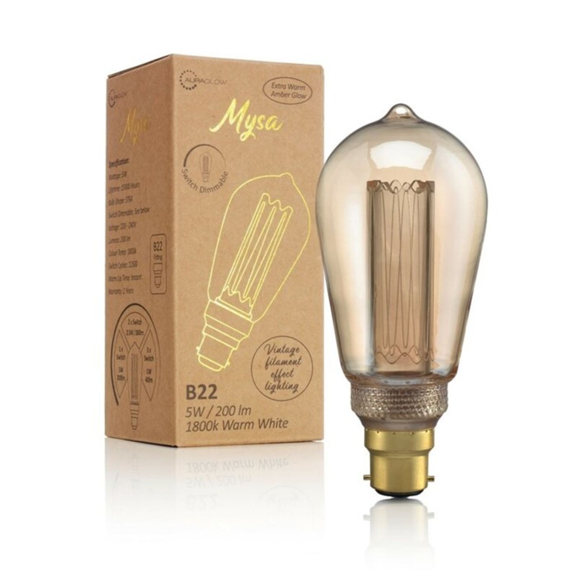 Symple Stuff,Fulk 5W BA22d Dimmable LED Vintage Edison Light Bulb Amber - RRP £18.99 (PQDI1112 -