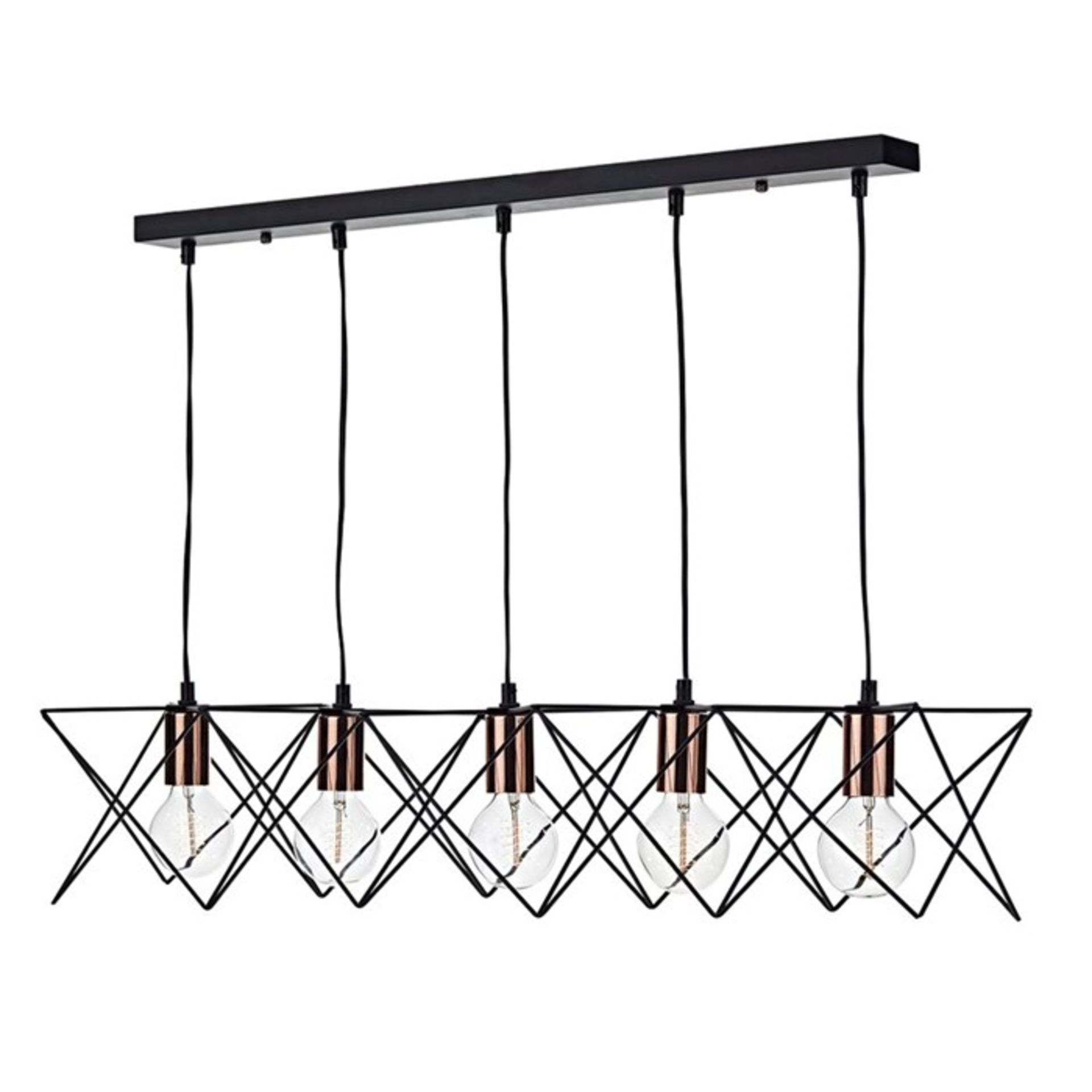 Borough Wharf,Lorenz 5-Light Kitchen Island Pendant BLACK AND CHROME - RRP £88.99 (DLI7429 - 15767/