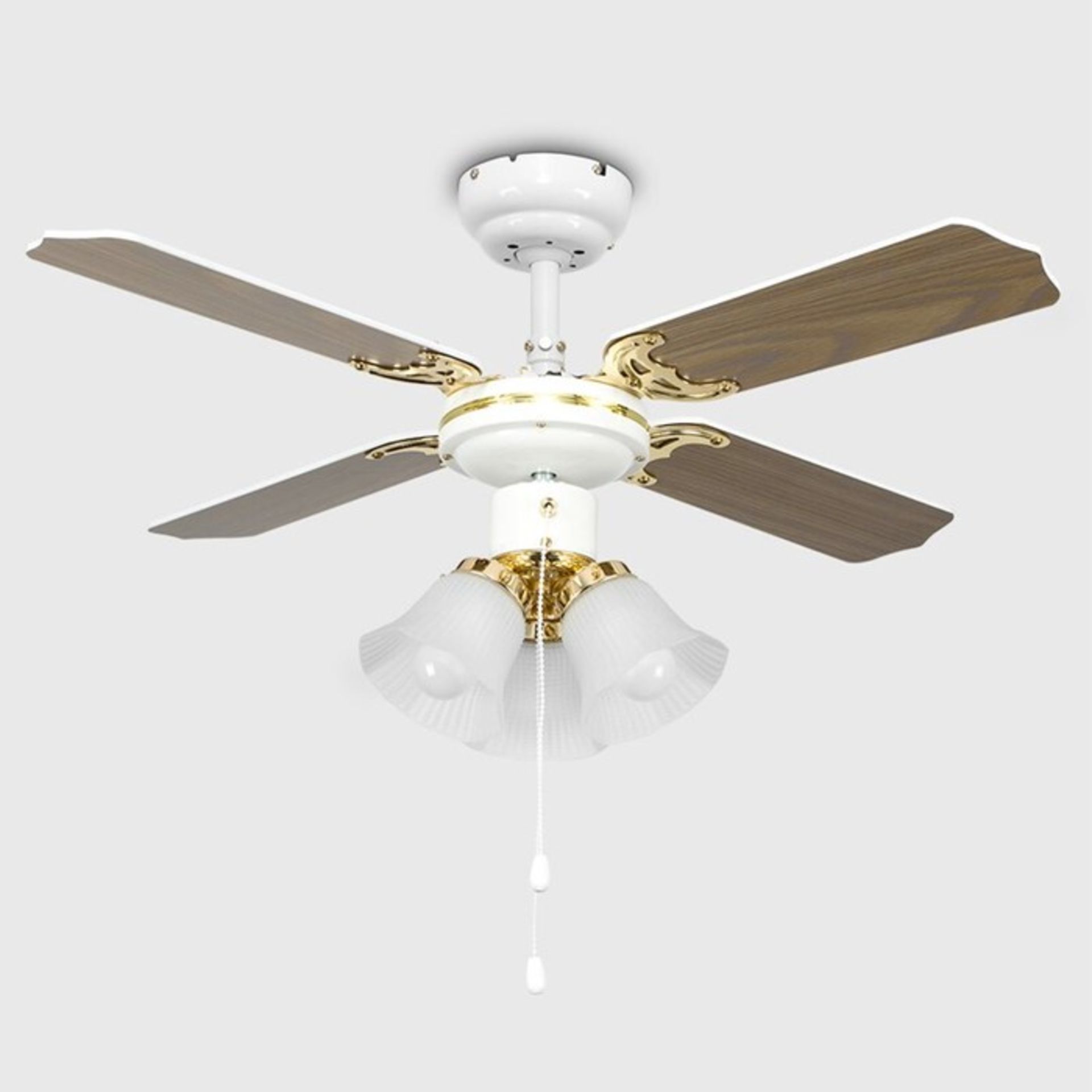 MiniSun, 92cm Hawker 4-Blade Ceiling Fan (POLISHED BRASS) RRP £67.99 (MSUN1895 - 14062/30) 3E