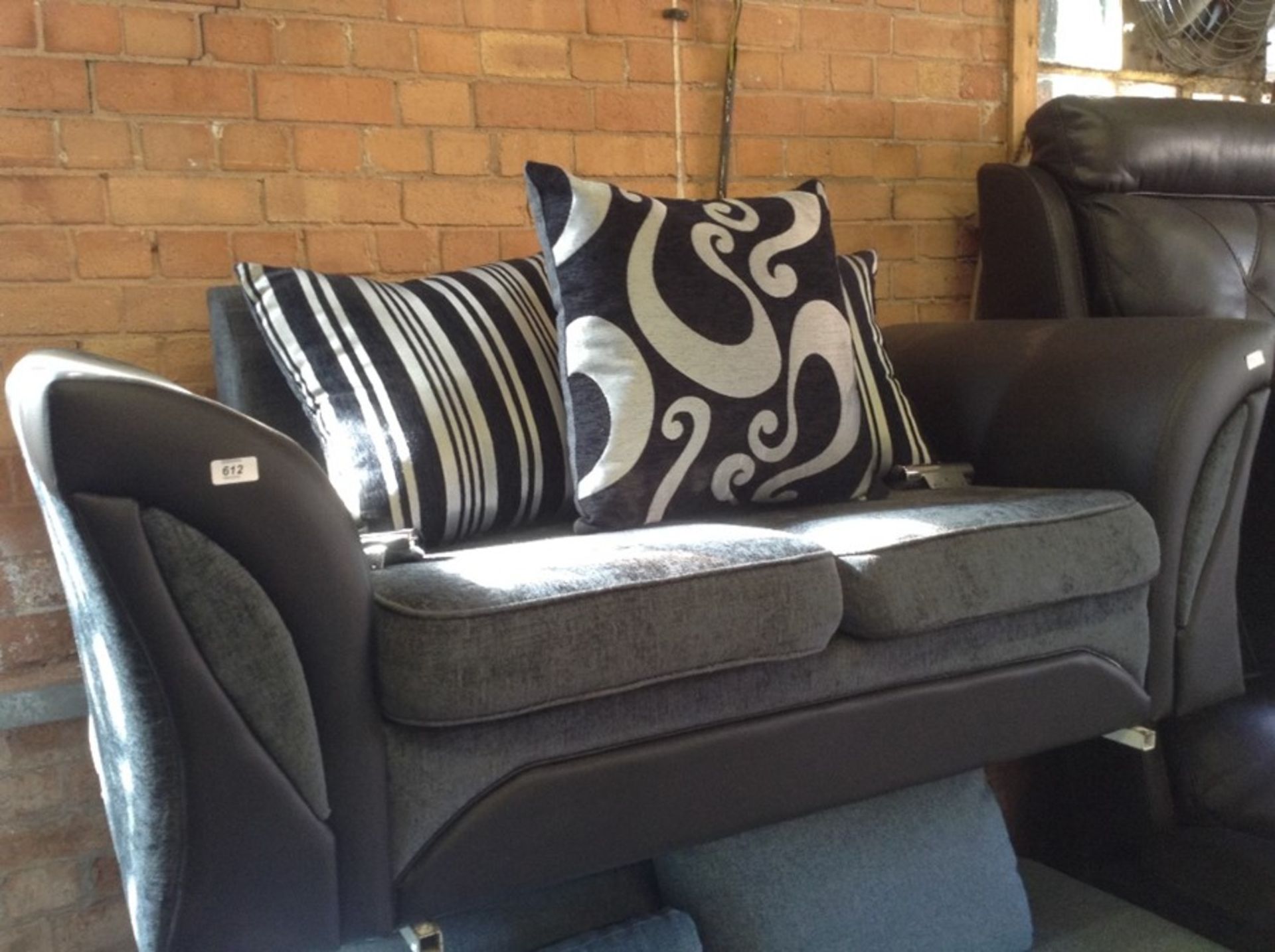 CHARCOAL AND BLACK 2 SEATER SOFA