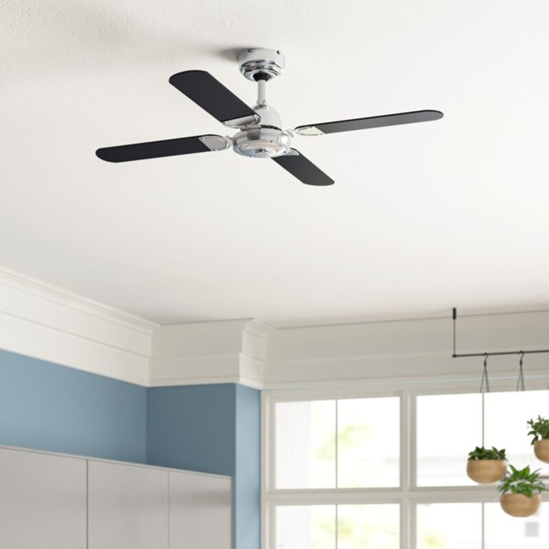 17 Stories, Gonsalve 107cm Magnum 4-Blade Ceiling Fan with Remote (BLACK)(1320X300MM) - RRP £63.