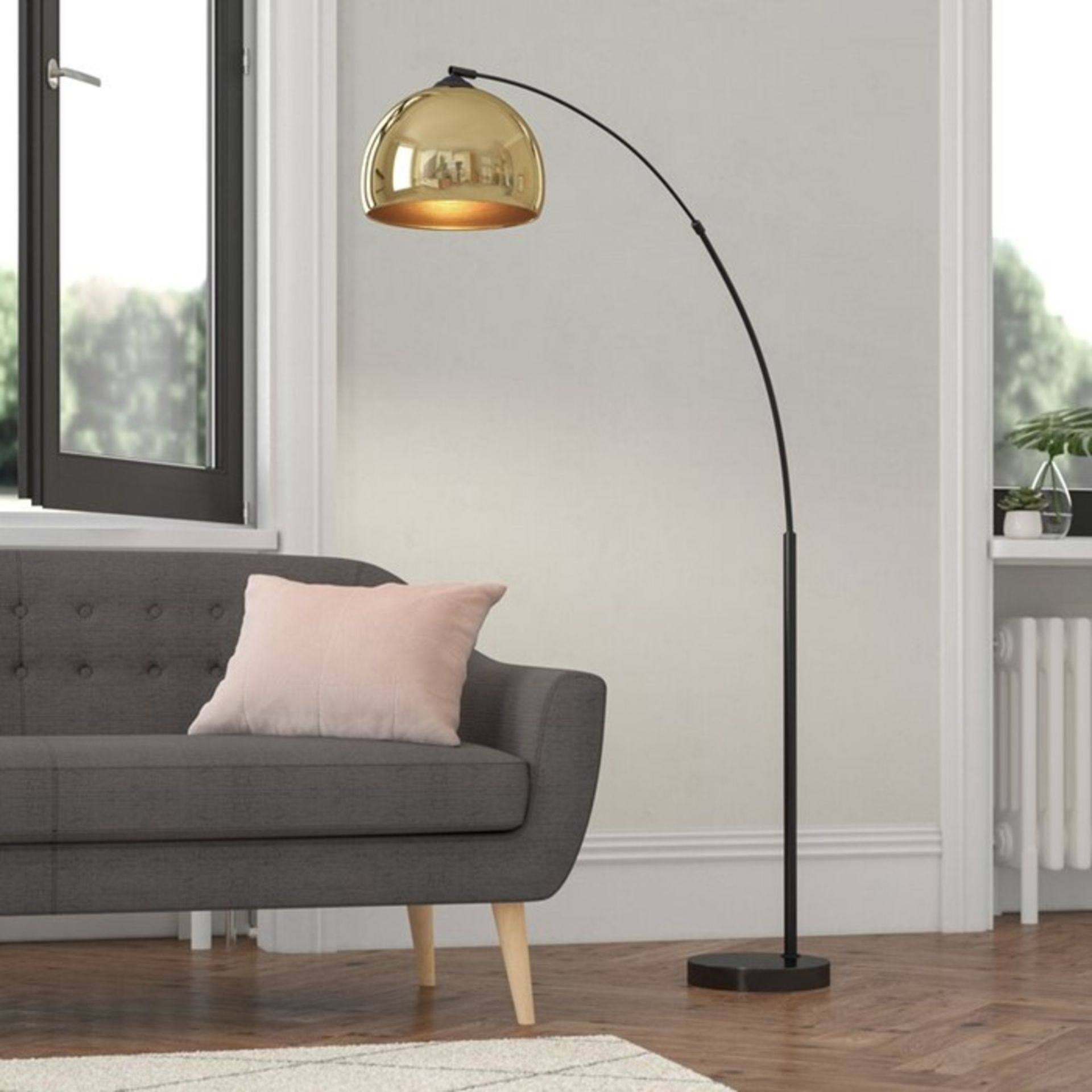 Fairmont Park, Loreta 170cm Arched Floor Lamp (BLACK & GOLD) - RRP £103.99 (VSNR1039 - 16872/41) 3G