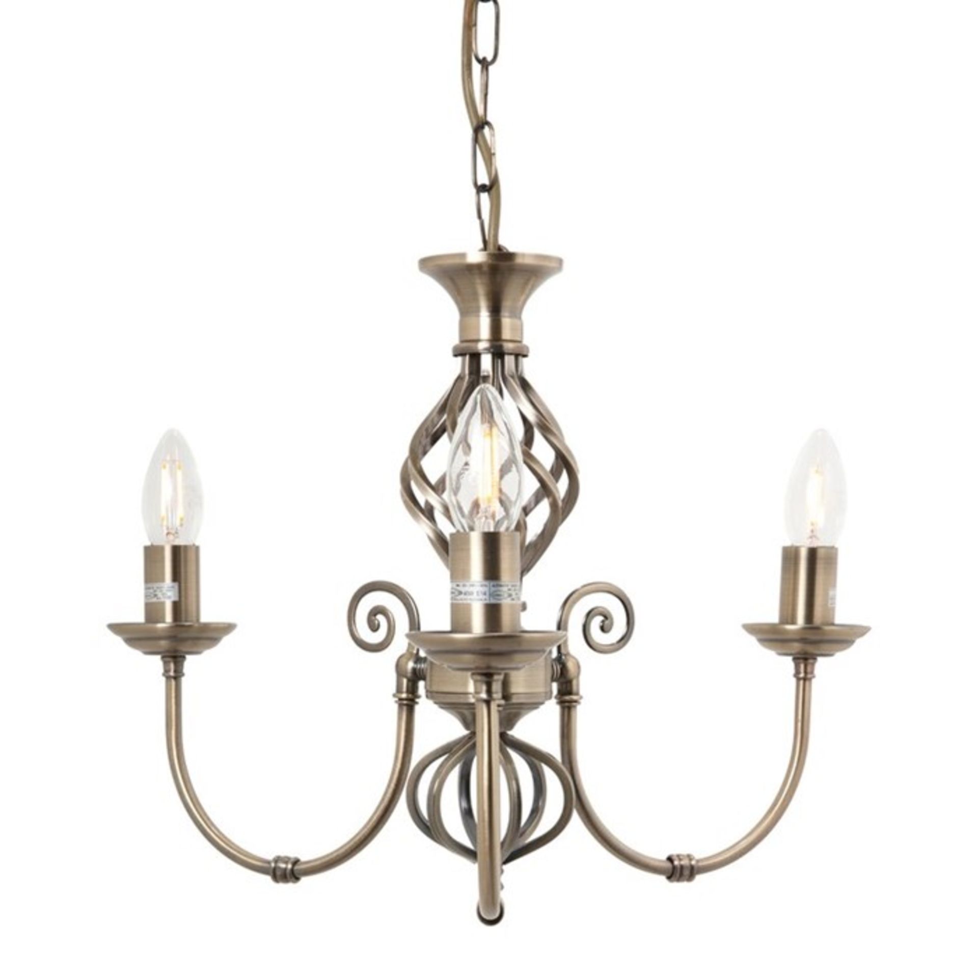 Marlow Home Co.,Gillam 3-Light Candle Style Chandelier (BRASS) - RRP £59.99 (HOKG4363 -15478/58) 8A