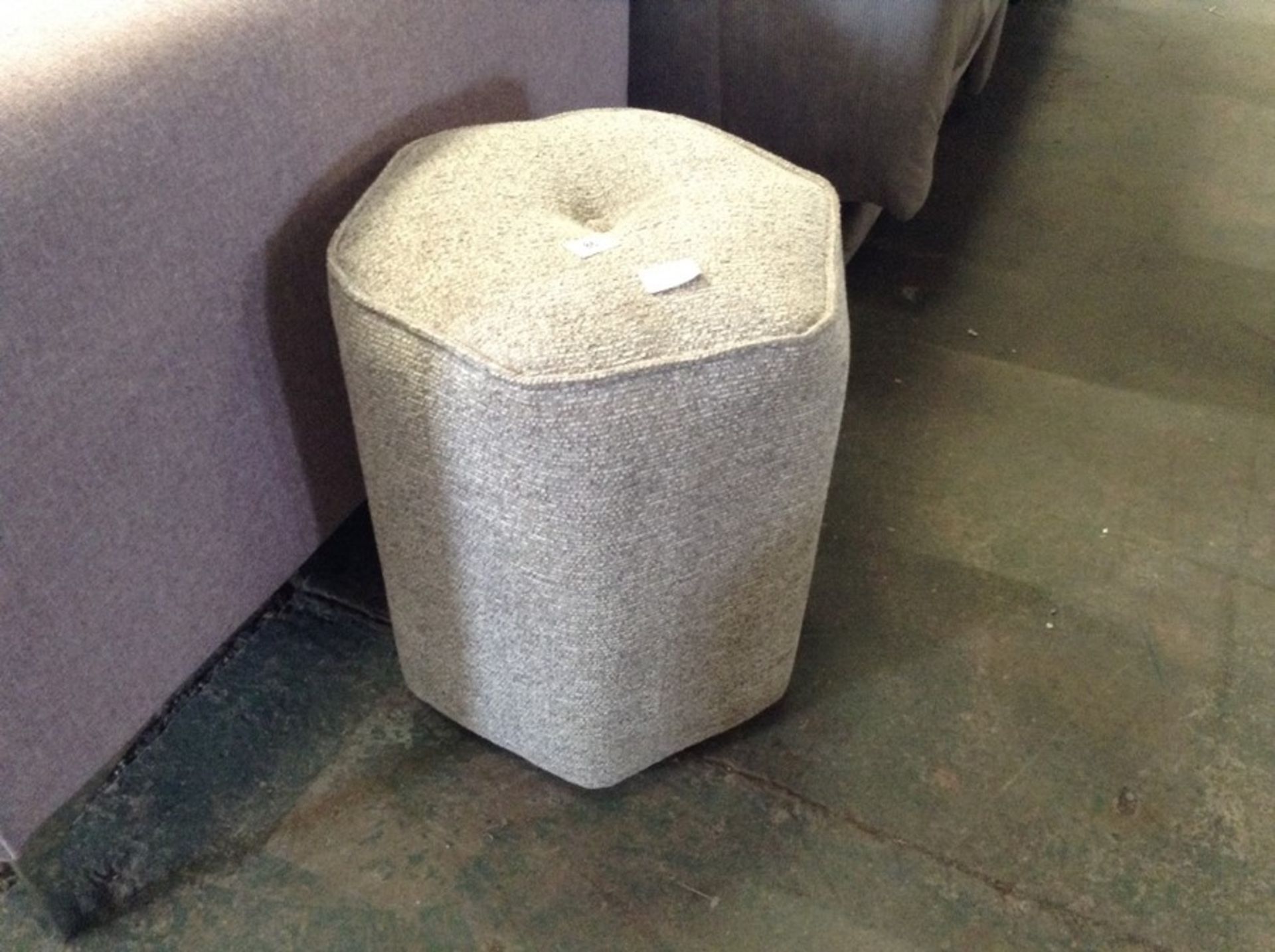 GREY HEXAGON FOOTSTOOL (WM82-1)