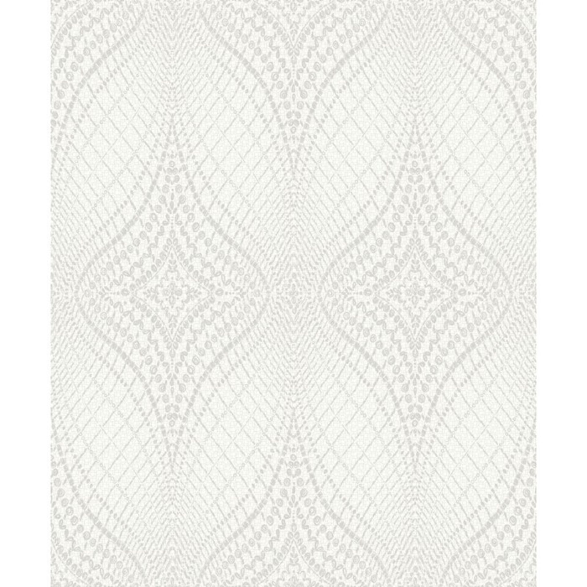 East Urban Home, Luxor 10m L x 53cm W Geometric Roll Wallpaper (DOVE WHITE) - RRP £29.99 (DHDL1170 -