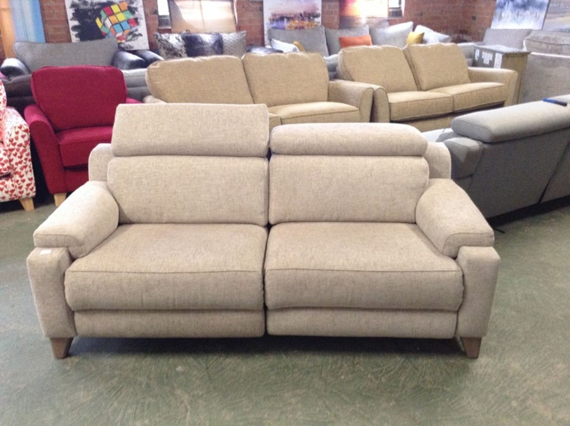 BEIGE ELECTRIC RECLINING 3 SEATER SO9FA WITH ADJUS