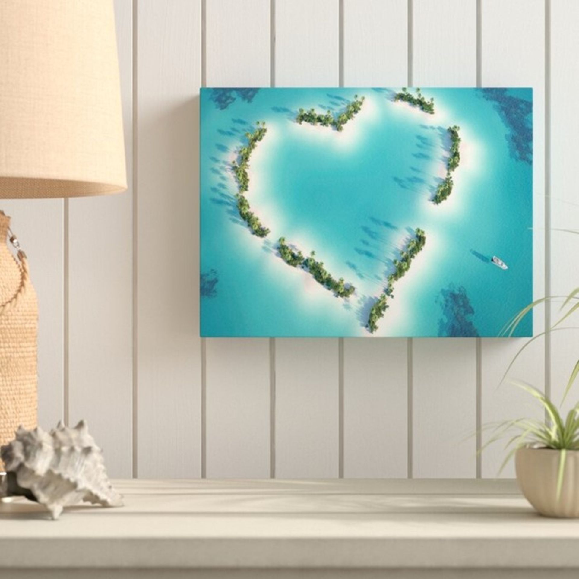 Hokku Designs, Romantic Heart Island Photographic Print on Wrapped Canvas - RRP £22.99 (HOKU5715 -