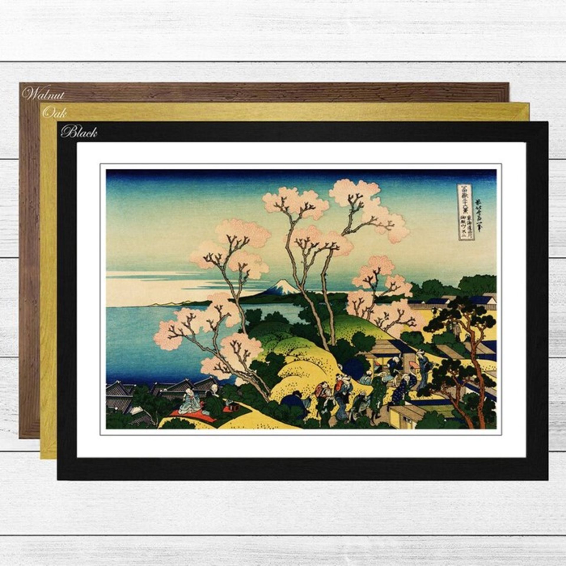 Big Box Art, Japanese Oriental Gotenyama Hill' by Katsushika Hokusai Framed Painting Print (black