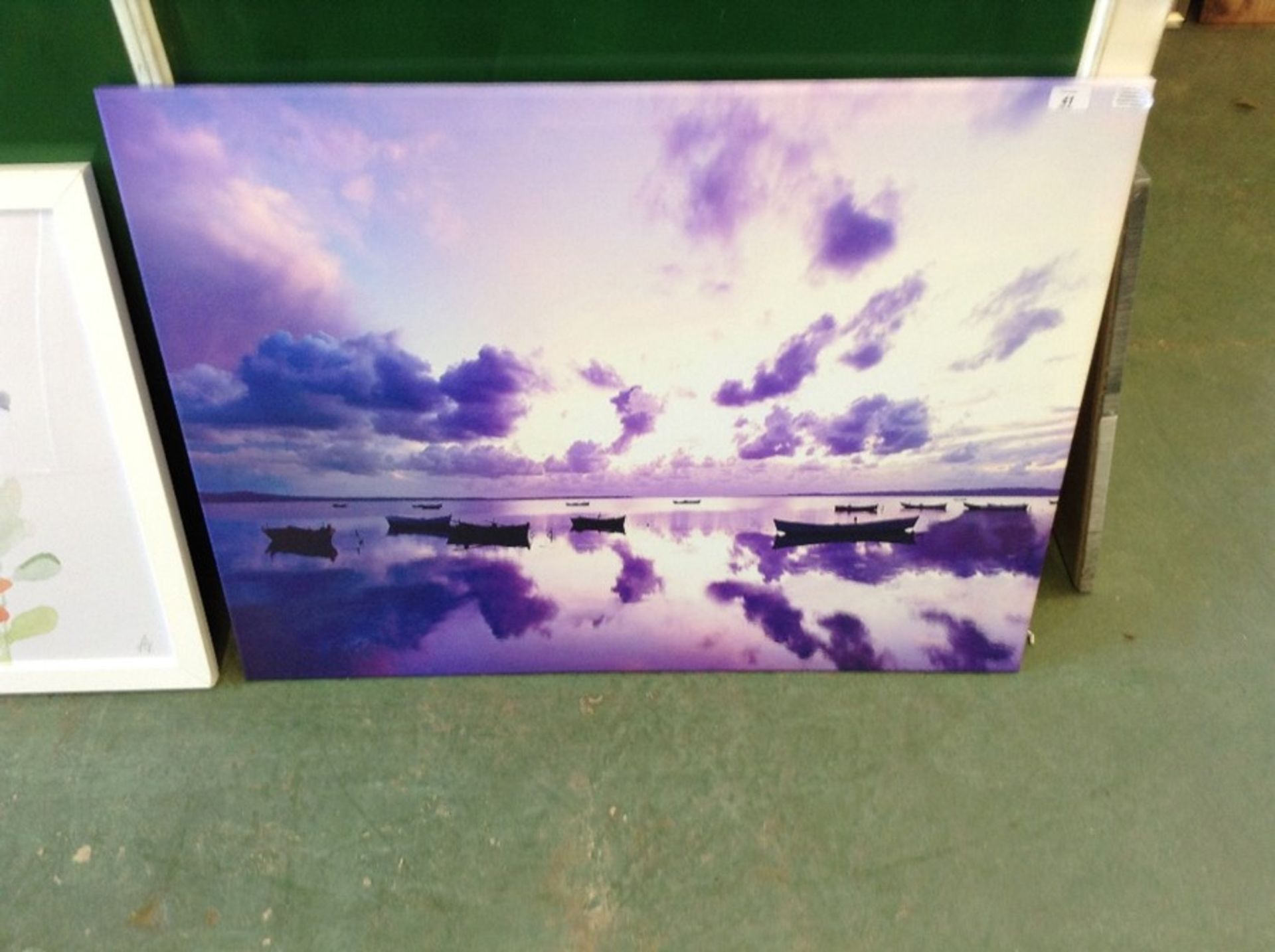 Hokku Designs,Sunset and Sea with Boats Photographic Print on Wrapped Canvas - RRP £39.99 (