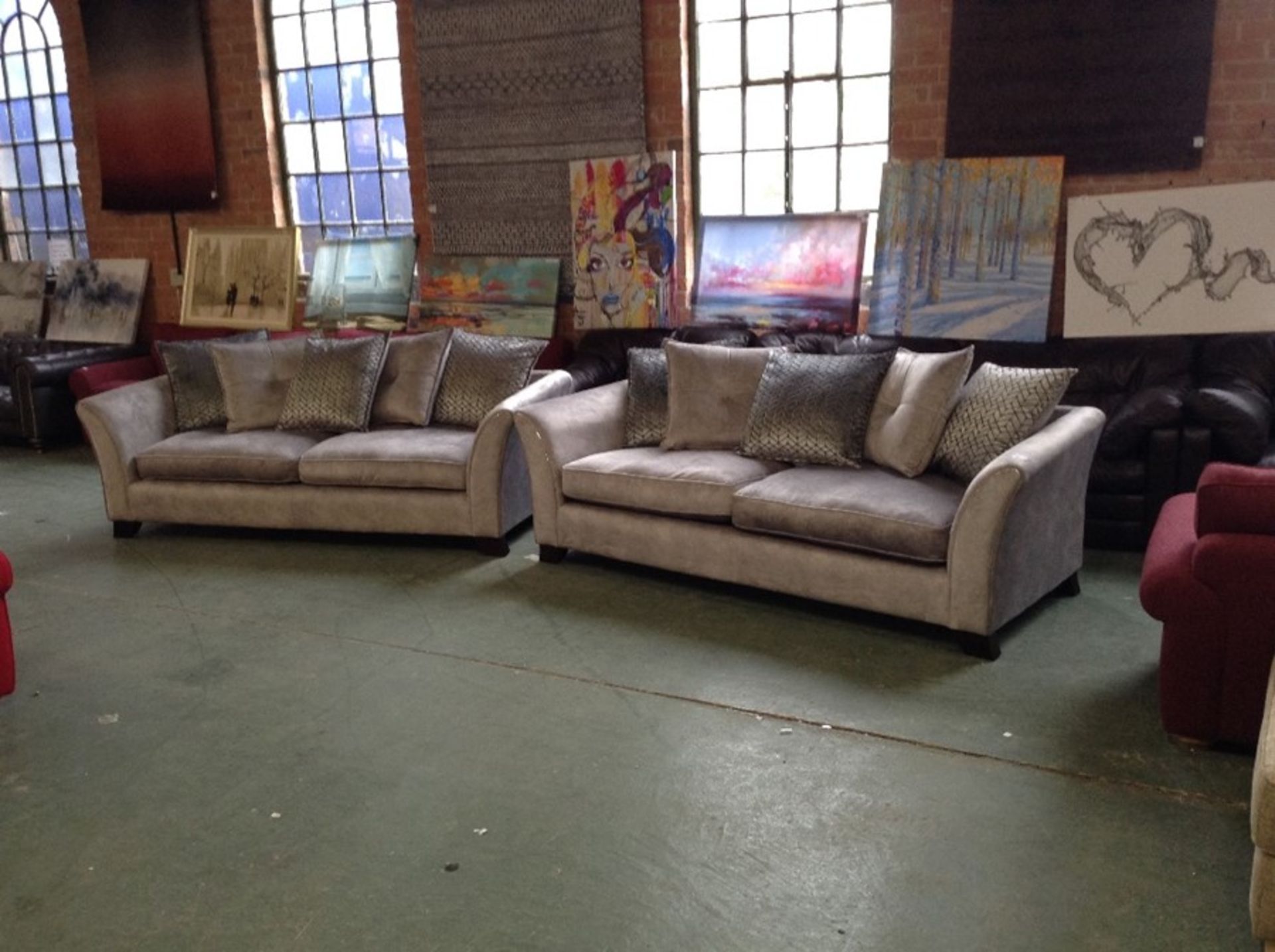 SLIVER SADDLE 2 x 3 SEATER SOFAS (ST44-673844-4-7)