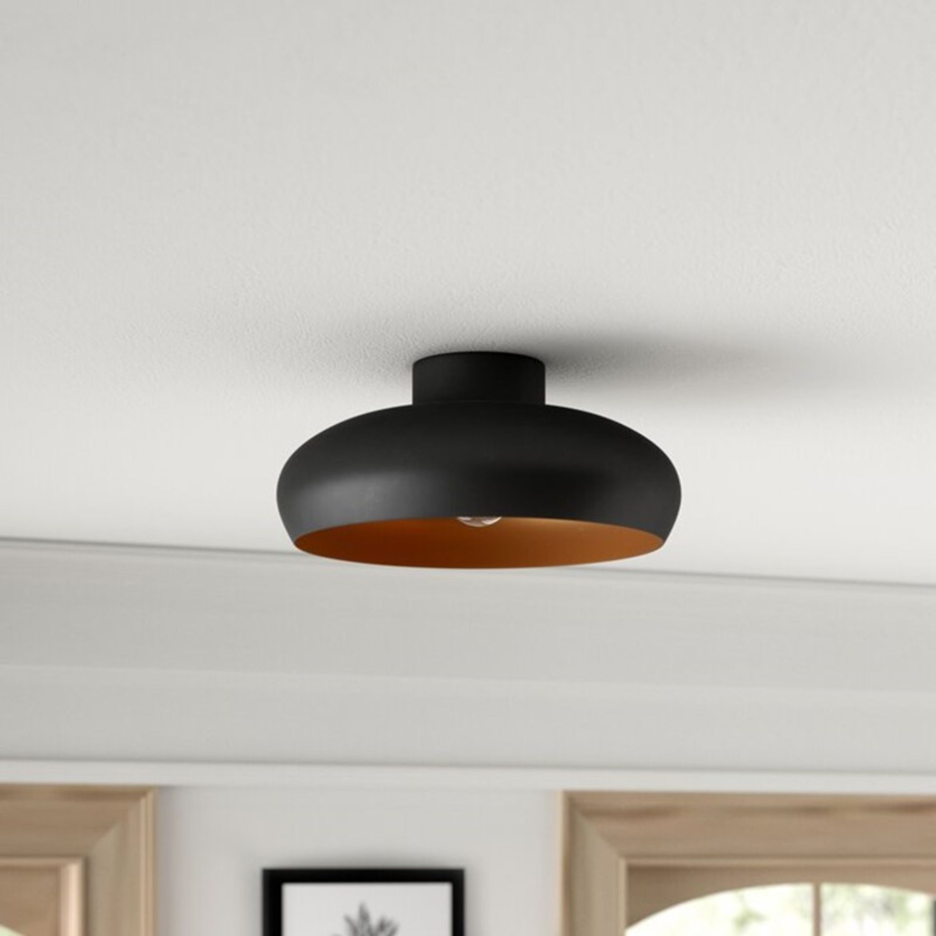 Campbell 1-Light Semi Flush Mount X2 (BLACK) - RRP £36.99 (EGF4830 - V2/42) 1F