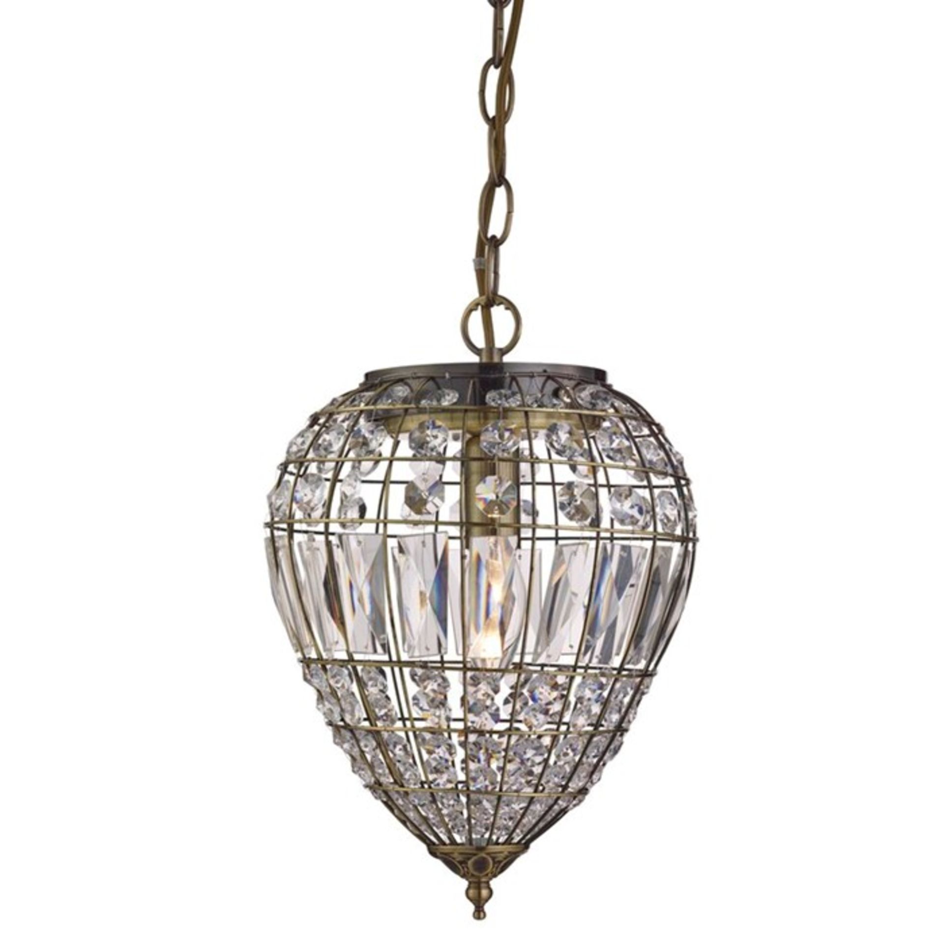 Rosdorf Park, Kale 1-Light Crystal Pendant (ANTIQUE BRASS) - RRP £92.99 (SRL4871 - 18875/4) 5C