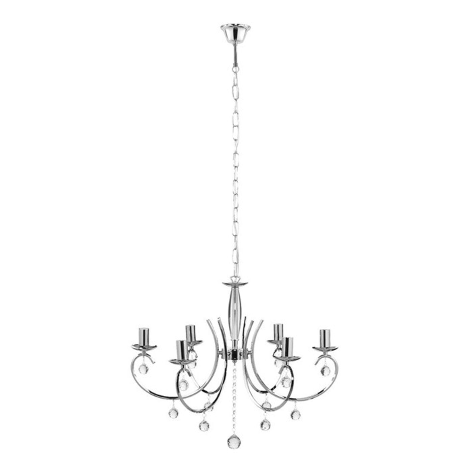 Mikado Living, Sala Silver 6 Light Chandelier - RRP £143.99 (CACA2338 - 15429/13) 6C