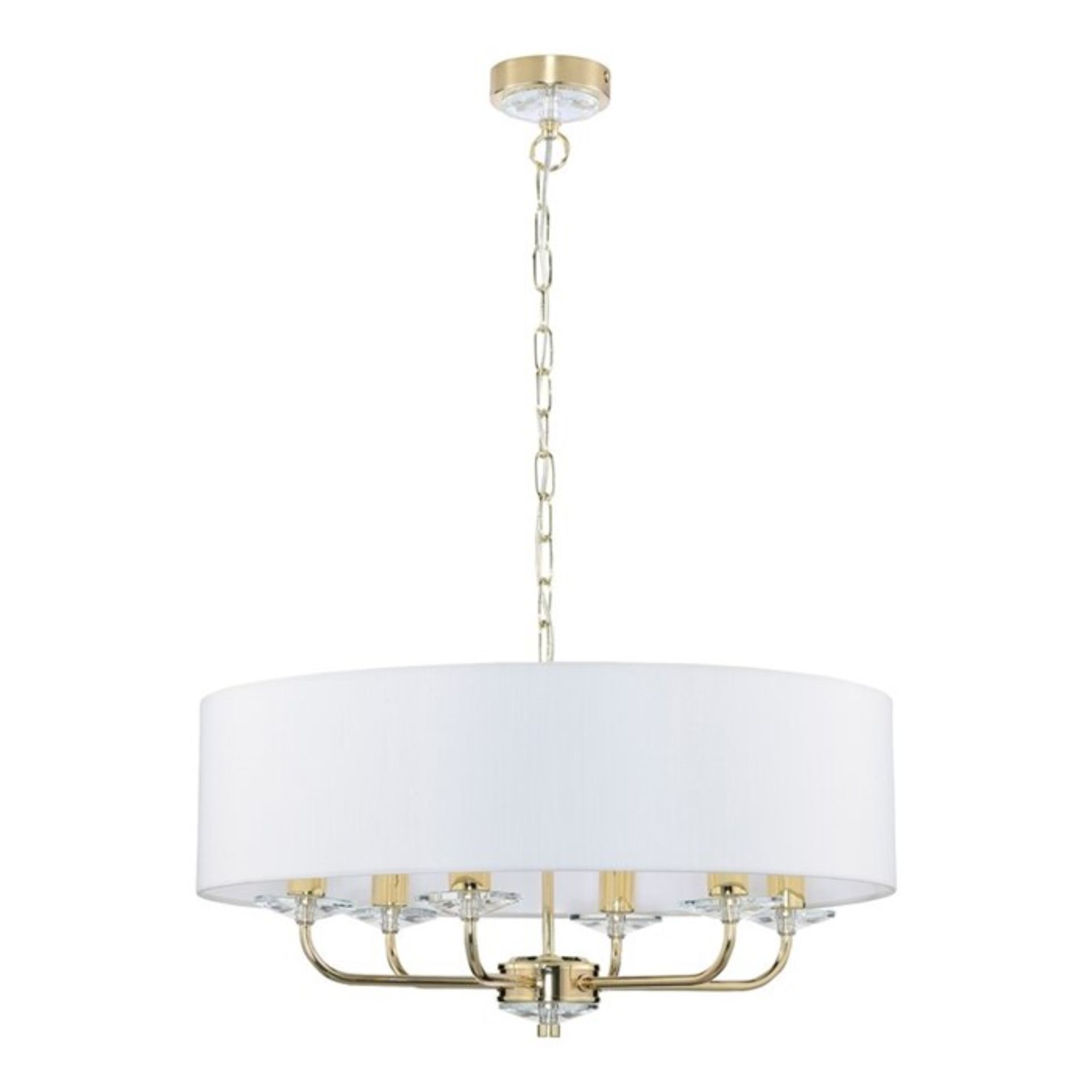 Three Posts, Foxworth 6-Light Drum Chandelier (BRASS & VINTAGE WHITE) - RRP £132.99 ( UEL4344 -