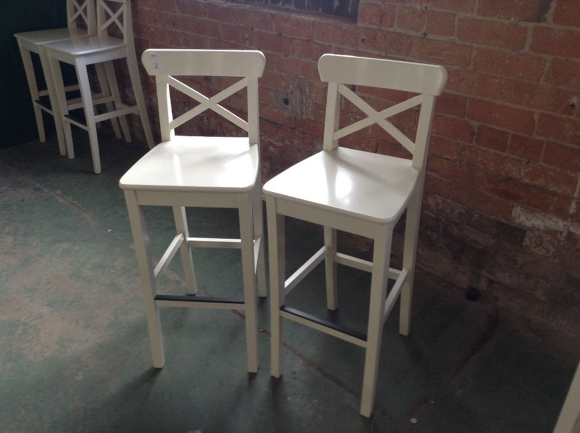 PAIR OF CREAM BAR STOOLS (2) (RETURN)