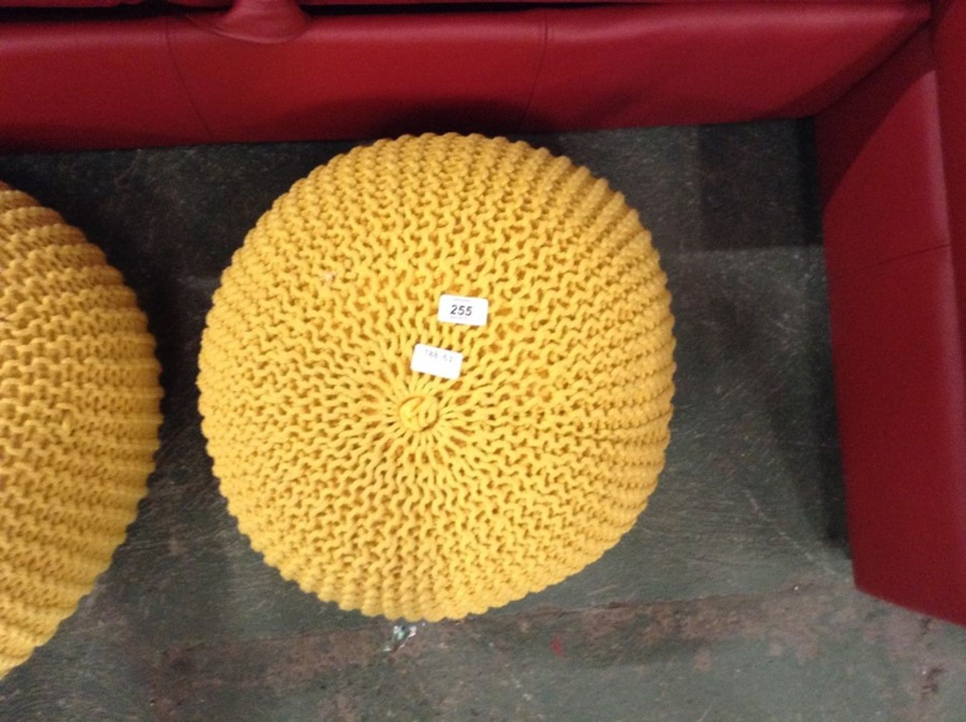 YELLOW WOOLLEN FOOTSTOOL (63)