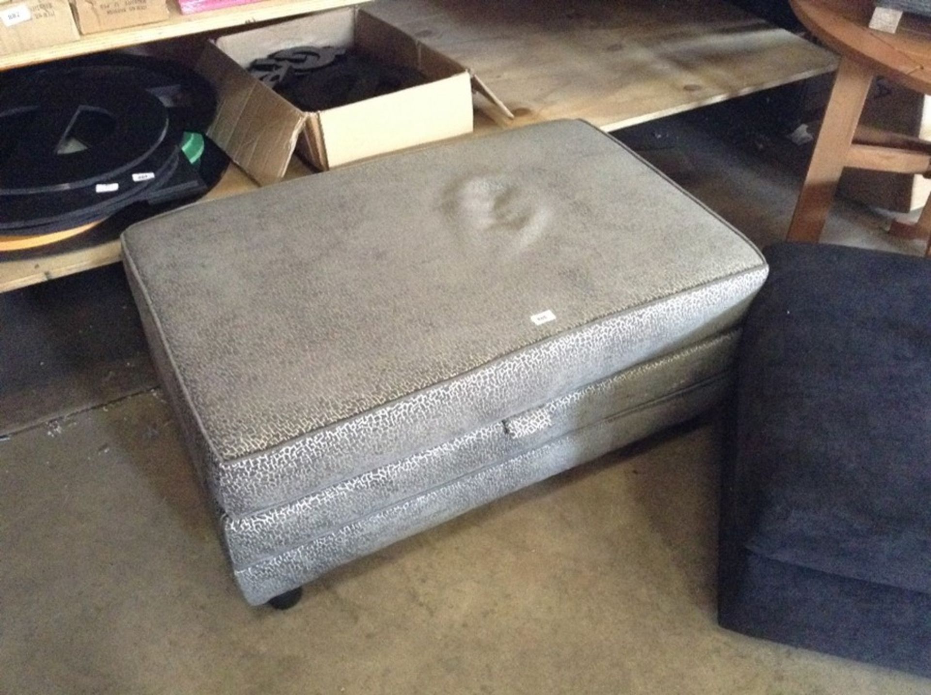 SILVER PATTERNED LARGE STORAGE FOOTSTOOL