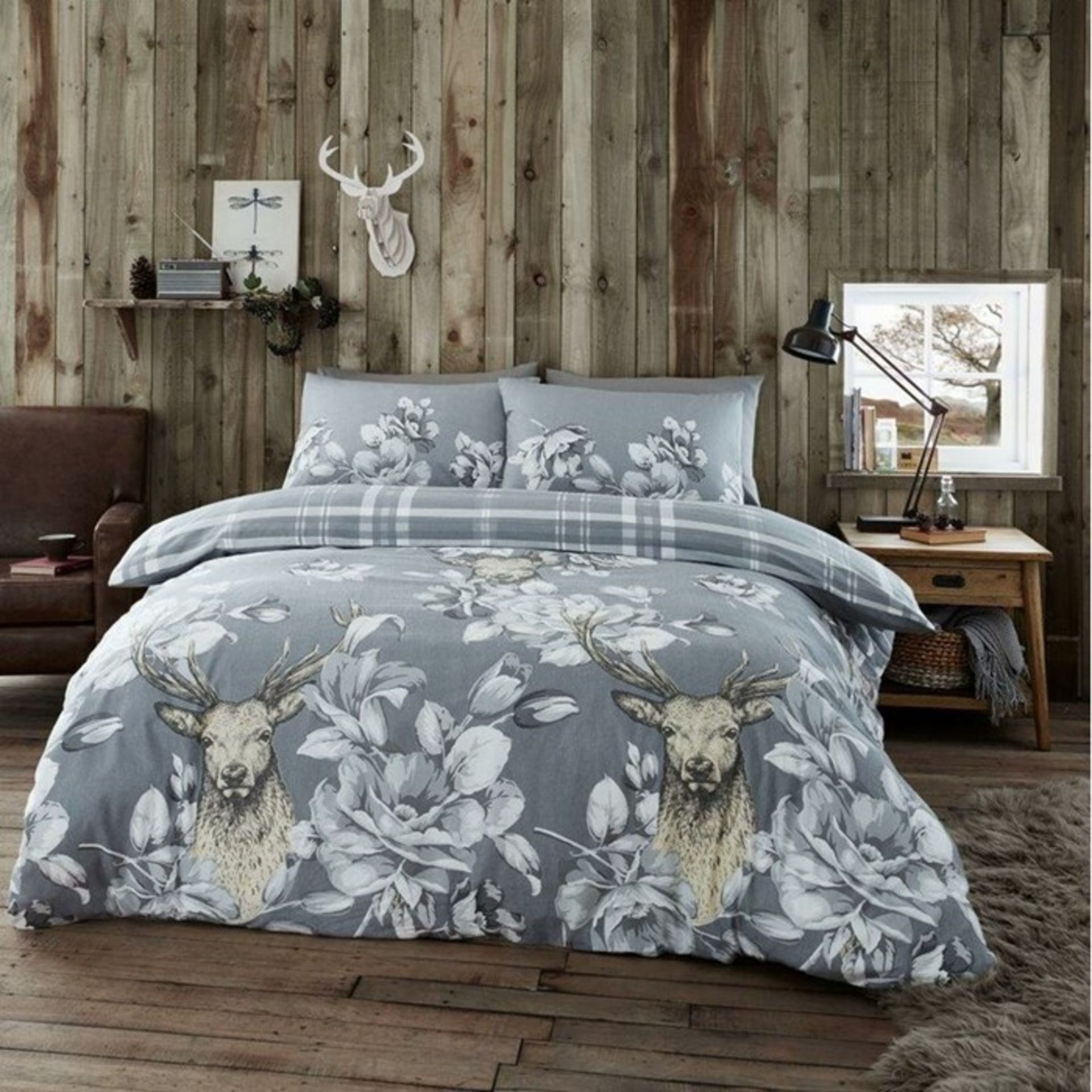Alpen Home, Derick 144 TC Brushed Cotton Duvet Cover Set (GREY)(DOUBLE) - RRP £22.99 (HAHK1121 -