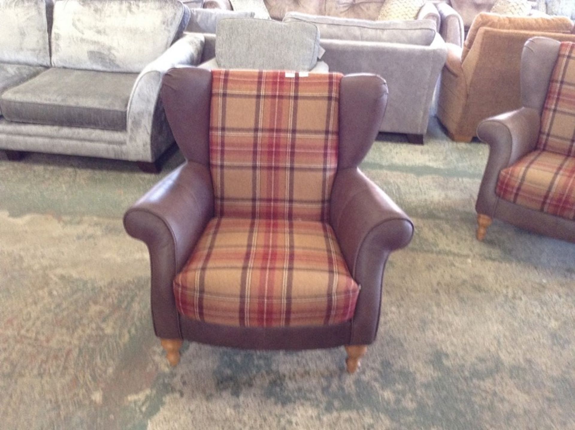 BROWN HALF HIDE WING CHAIR (HH8-131957-32)