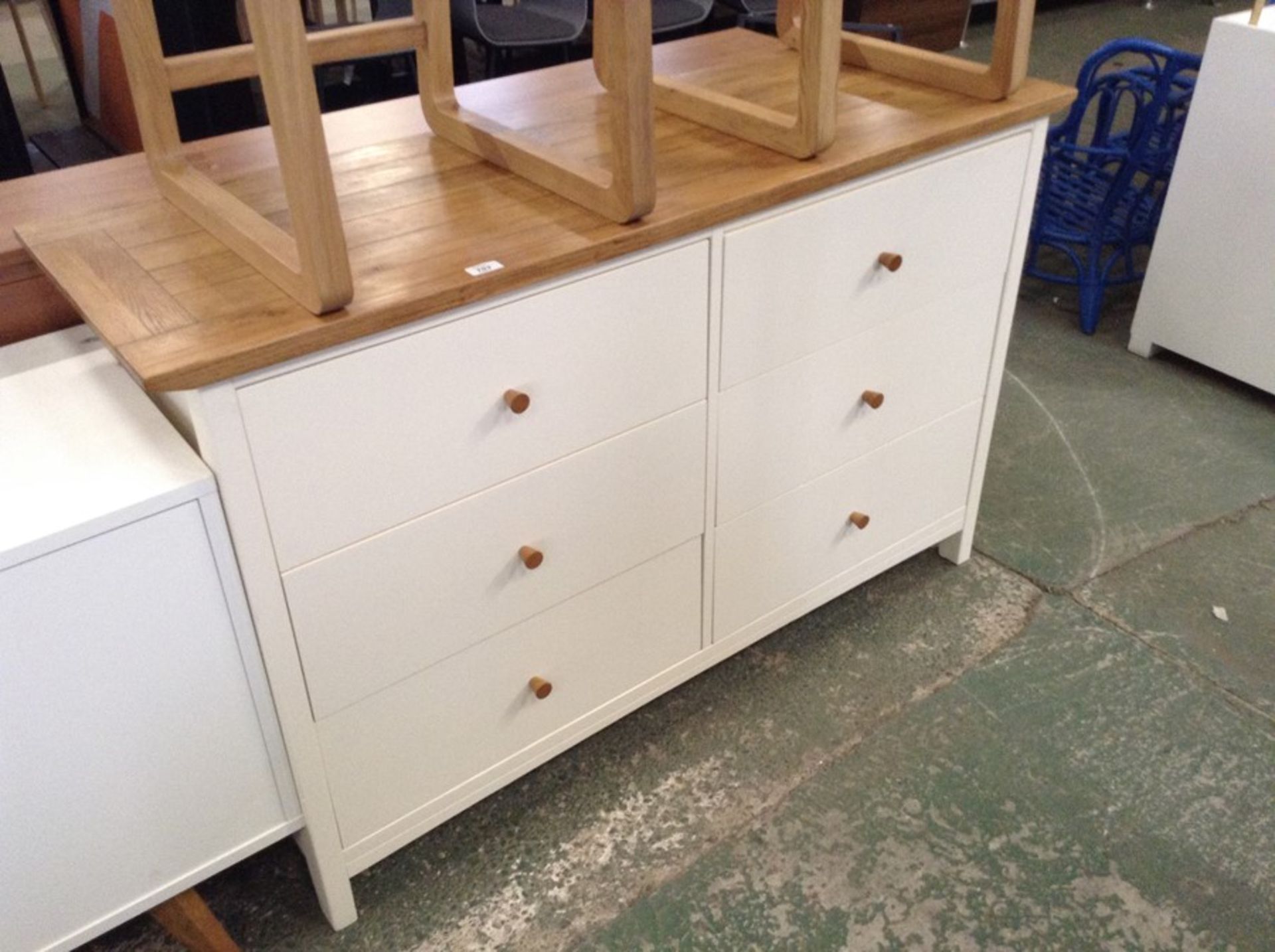 IVORY AND OAK 6 DRAWER CHEST