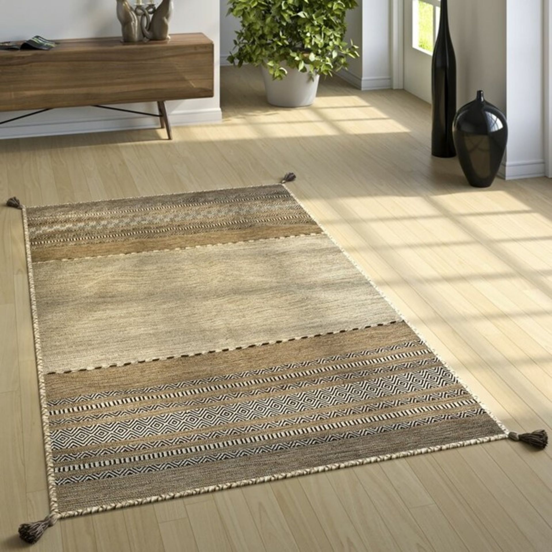 World Menagerie, Earby Handmade Kilim Cotton Beige Rug RRP £109.99 (ALAS6620 - 18699/37)