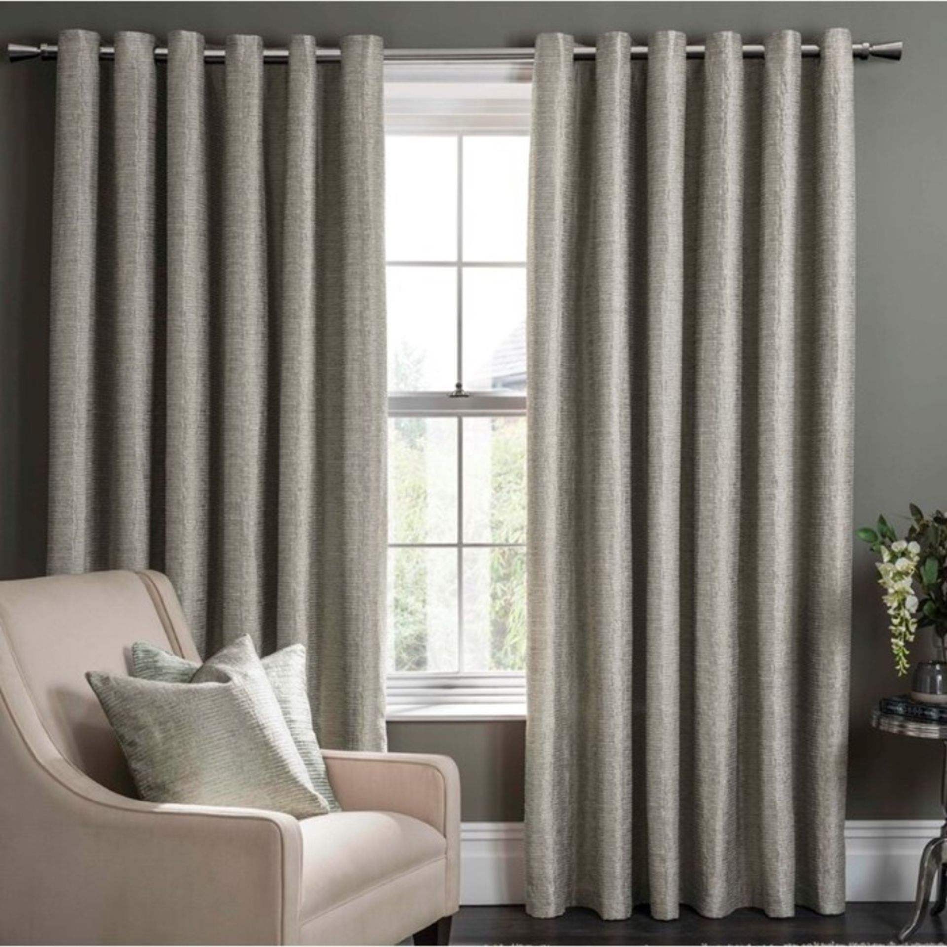 Borough Wharf, Blade Eyelet Room Darkening Curtains (CHARCOAL)(167X228CM) - RRP £103.99 (