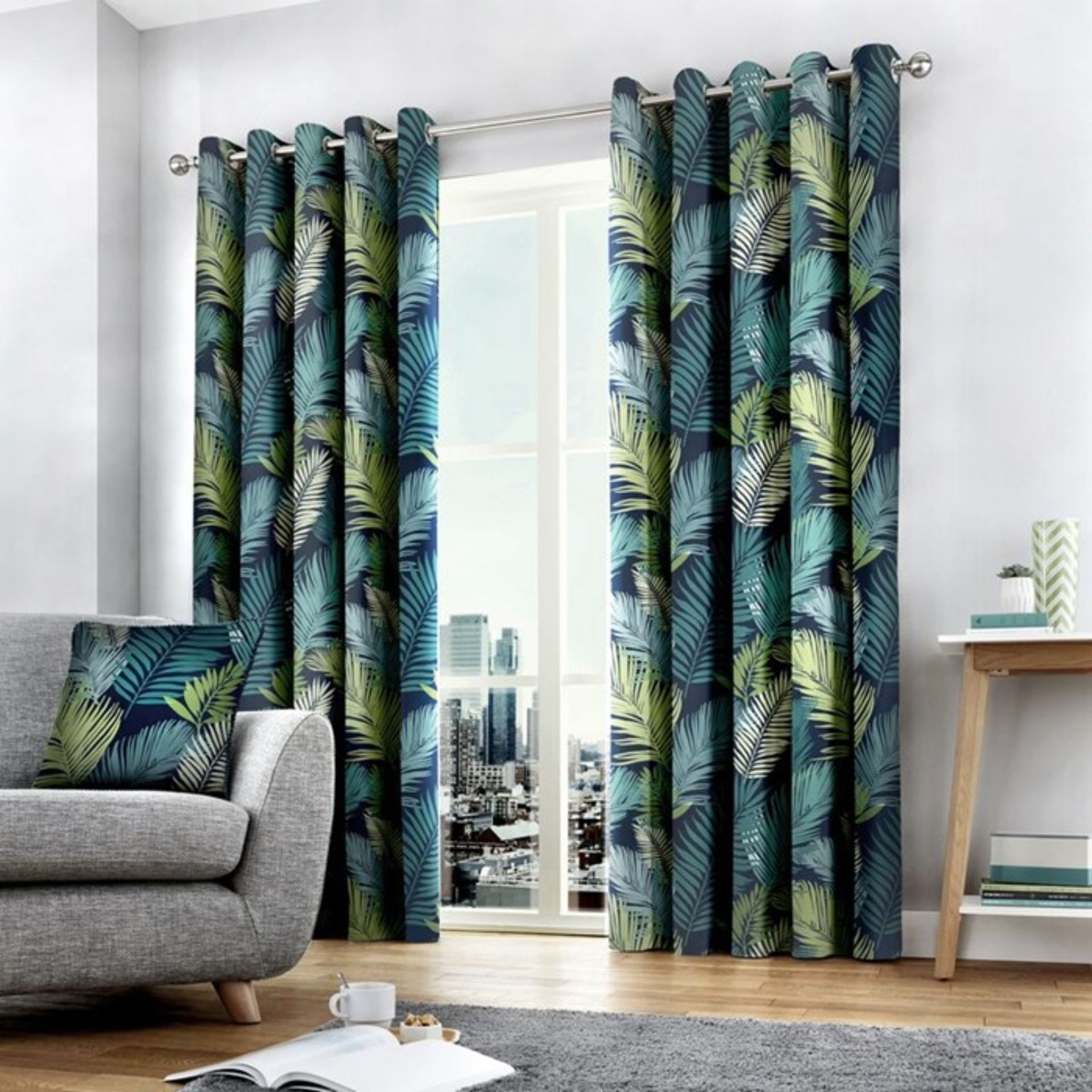 Bay Isle Home, Sandcliff Eyelet Room Darkening Curtains (BLUE)(66X54") - RRP £75 (EANS1007 - 18602/