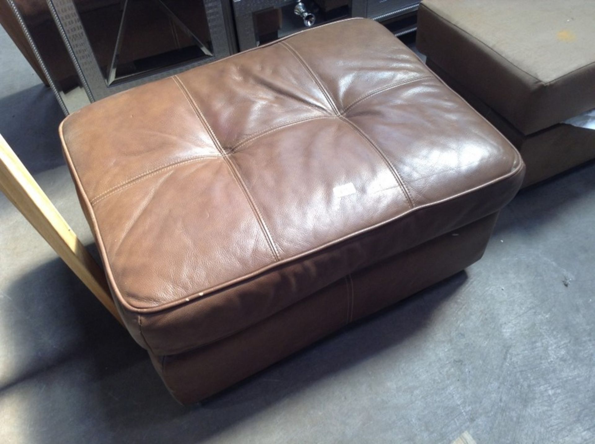 BROWN FAUX LEATHER FOOTSTOOL (LEATHER PEELING)