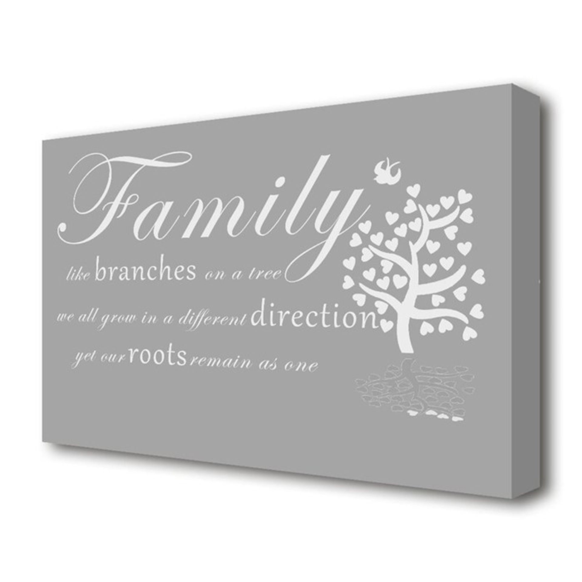 East Urban Home, 'Family Like Branches On A Tree' Textual Art on Wrapped Canvas in Grey/White -