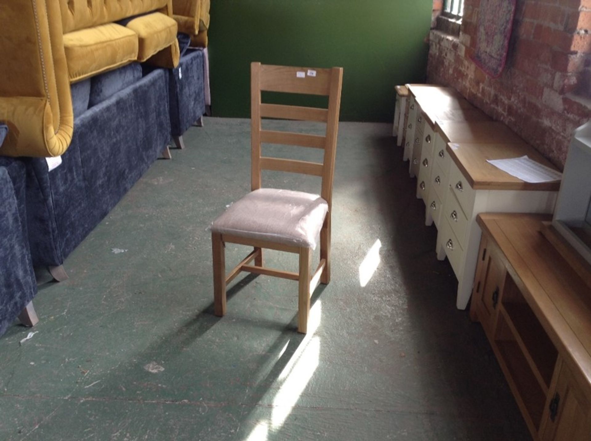 Winchester Oak Ladder Back Chair With Fabric Seat - Image 2 of 2