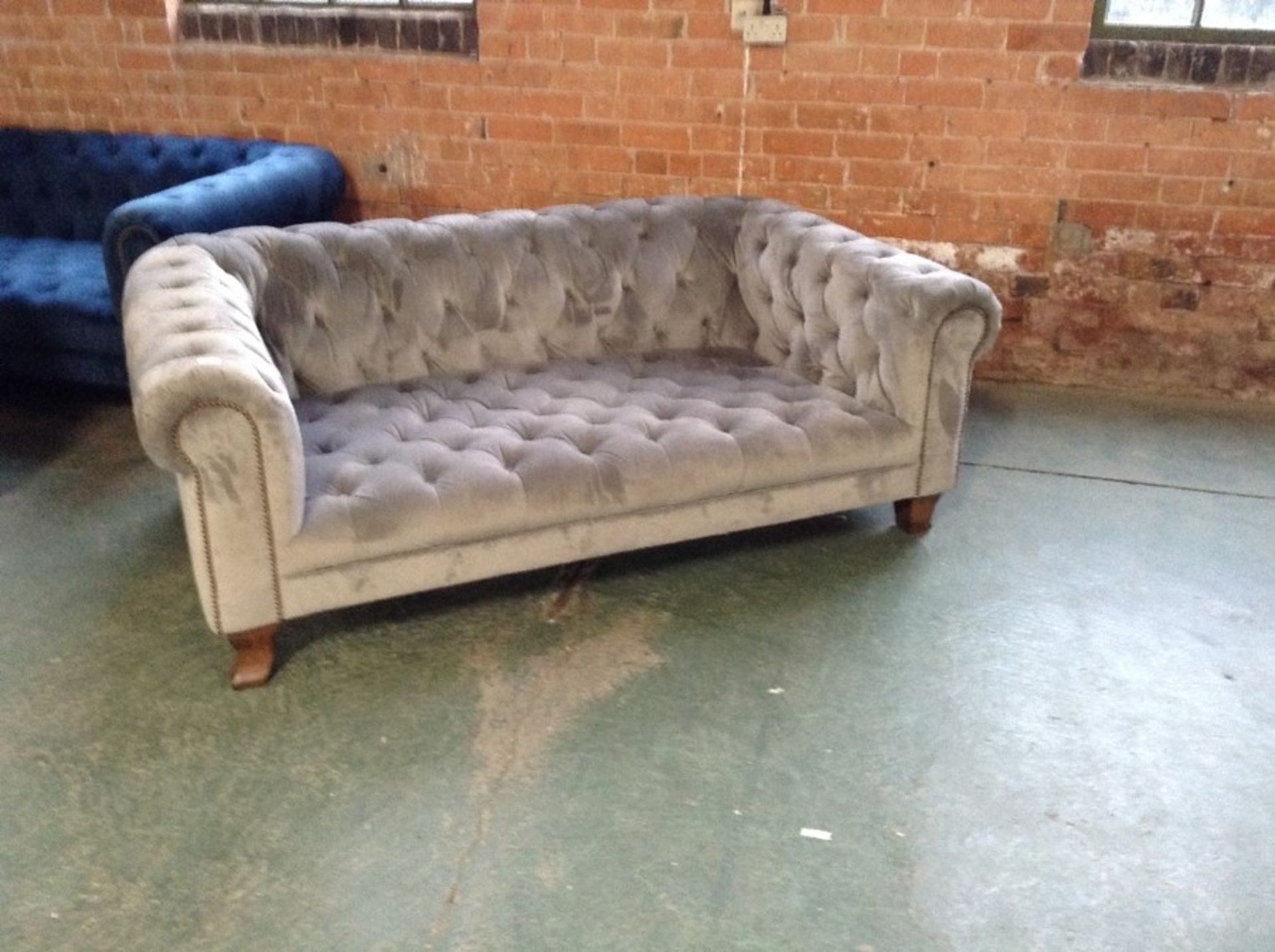 GREY CHESTERFIELD 2 SEATER SOFA