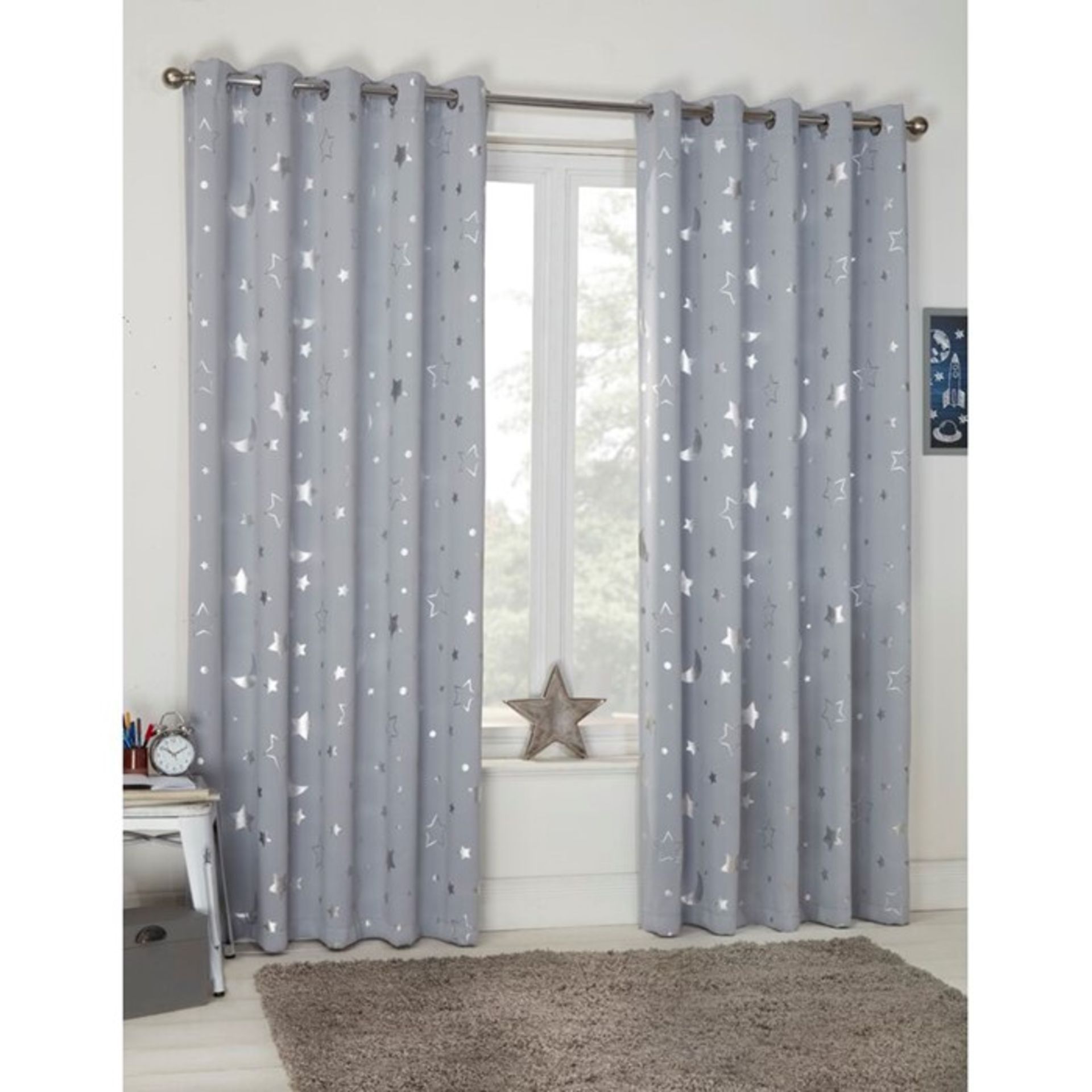 17 Stories, Saucier Galaxy Eyelet Blackout Thermal Curtains (PINK)(46X54") - RRP £23.99 (