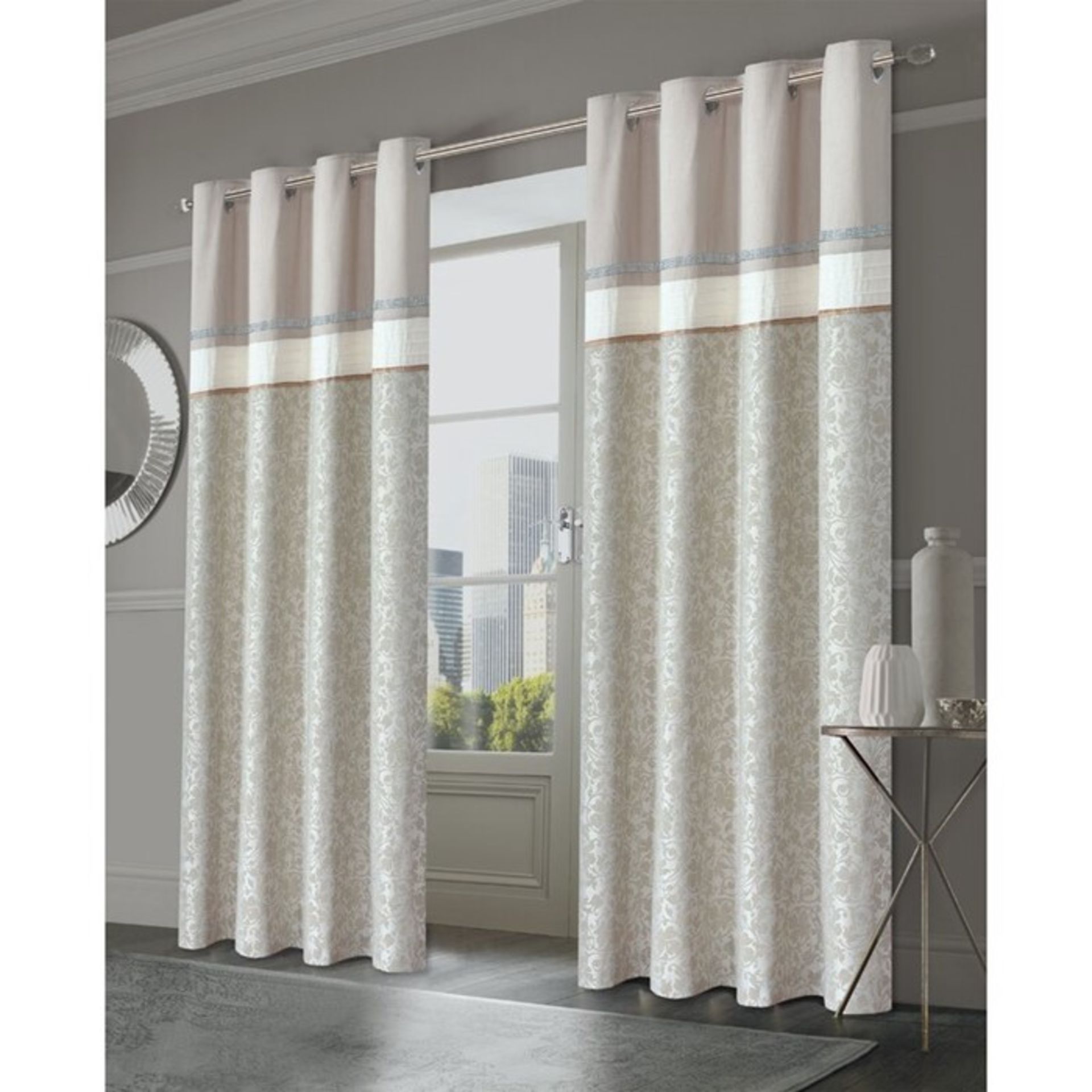 Rosdorf Park, Karson Eyelet Room Darkening Curtains (228X228CM)(CREAM) - RRP £78.99 (ARSX1028 -