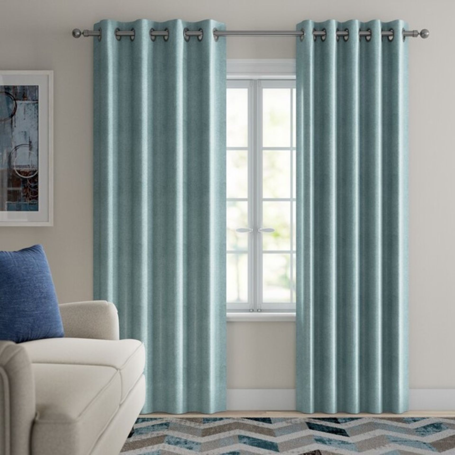 Wayfair Basics, Striplin Eyelet Room Darkening Curtains (229X183CM)(GREY) - RRP £79.81 (COHM1406 -