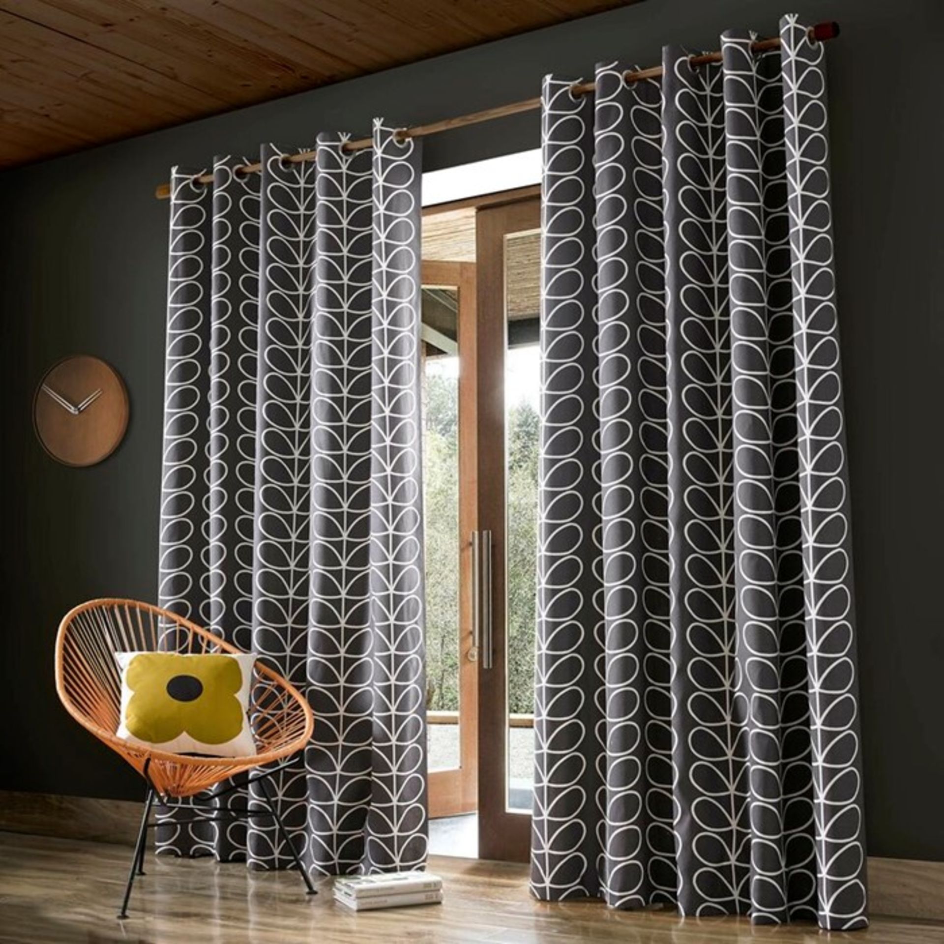 Orla Kiely, Linear Stem Eyelet Room Darkening Curtains (46X90")(DANDELION) - RRP £58.99 (