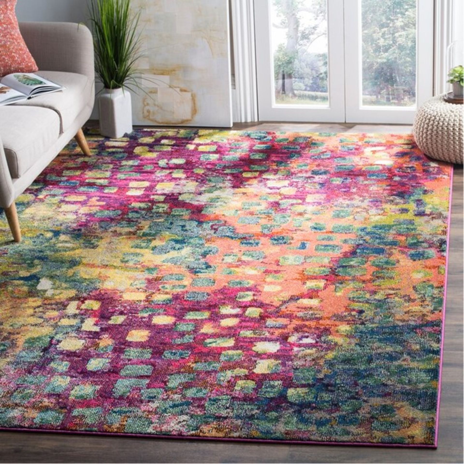 Bloomsbury Market,Addilynn Pink/Green/Yellow Area Rug RRP - £66.99(H16053 - 8/14 -SFVH1343.9044880)