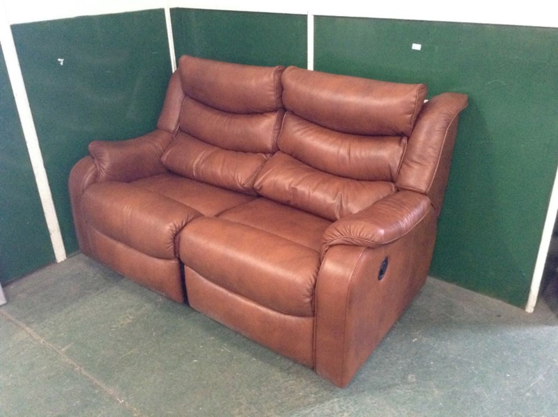 BROWN LEATHER MANUAL RECLING 3 SEATER SOFA (TROO19