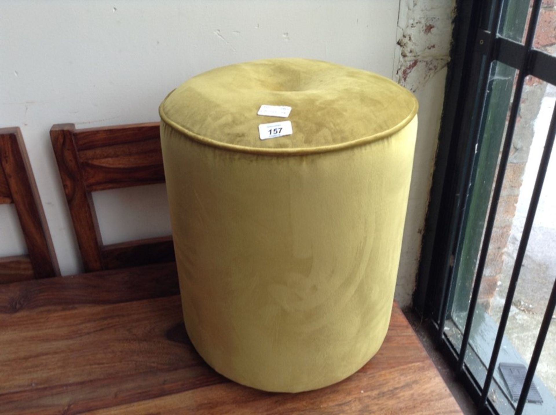 YELLOW FABRIC ROUND FOOTSTOOL (HH11 670345-28)