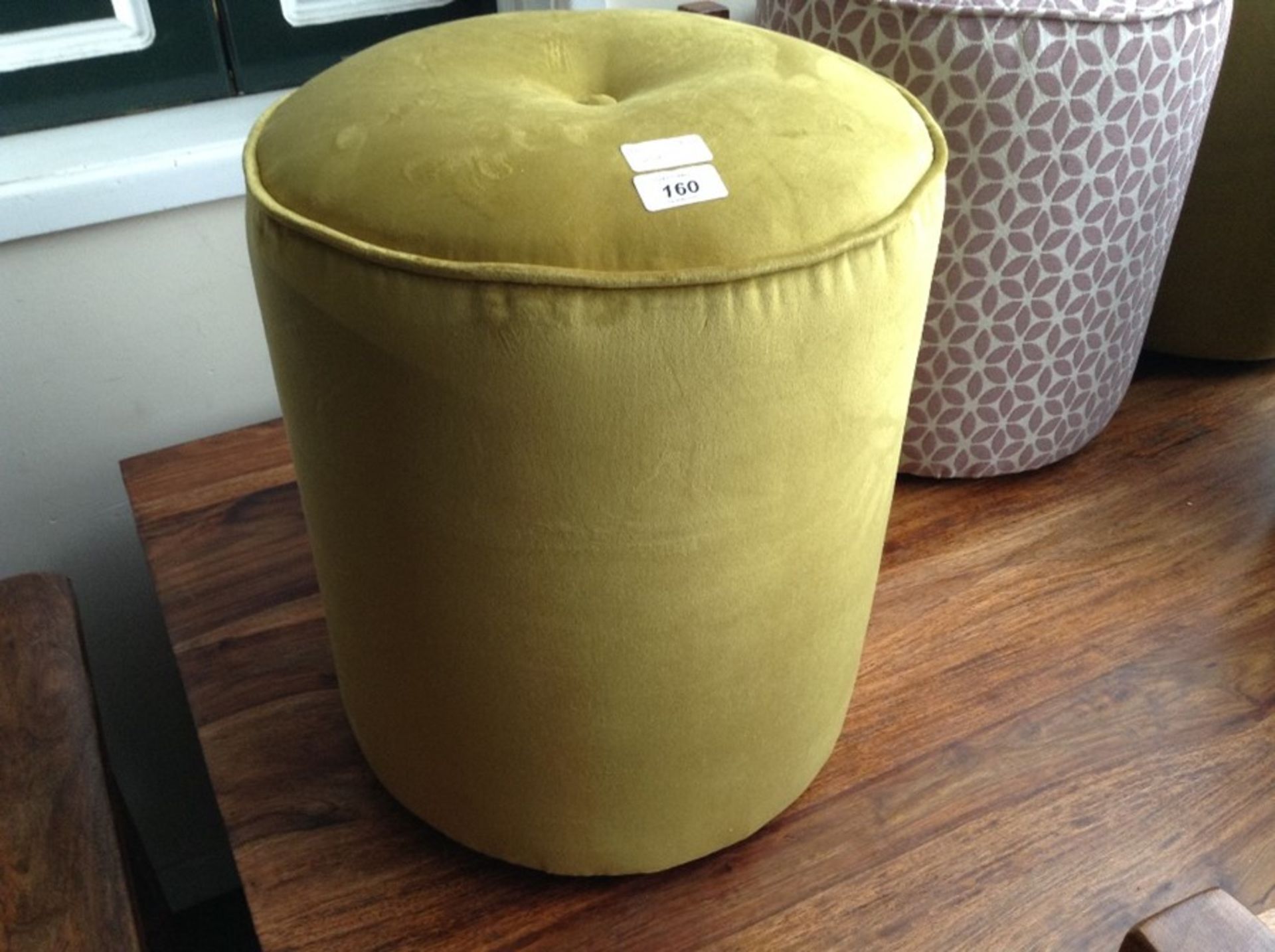 YELLOW FABRIC ROUND FOOTSTOOL (HH11-15B)