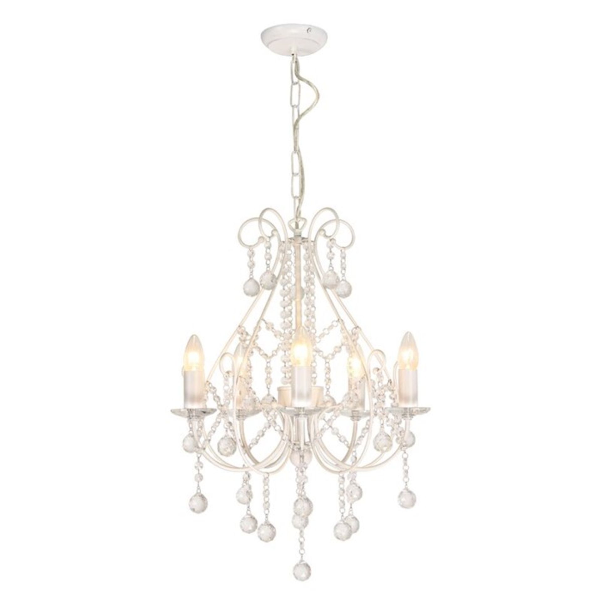 Rosdorf Park, Champ 5-Light Candle Style Chandelier (WHITE/BRUSHED SILVER) - RRP £89.99 (FTCL1400.