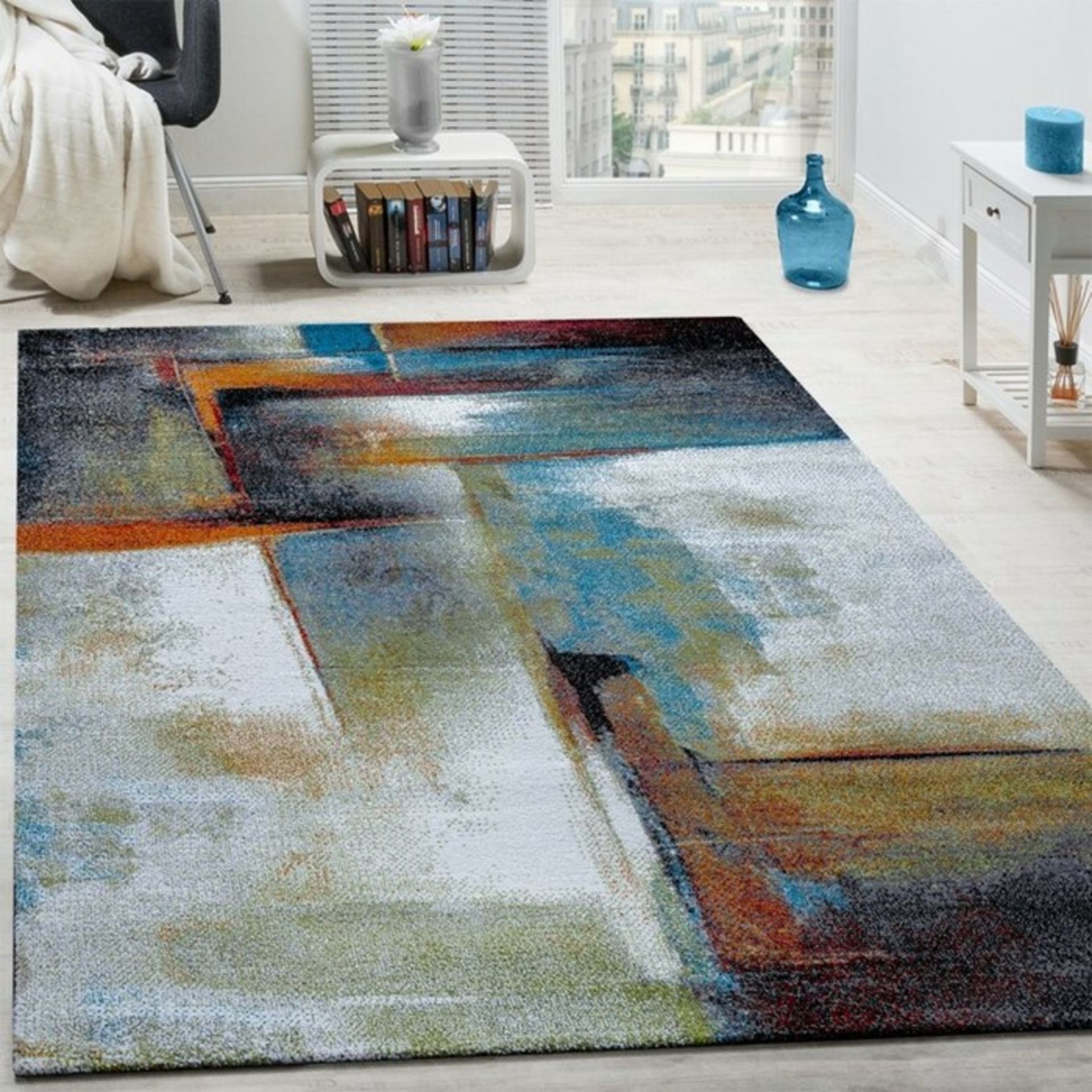 Borough Wharf,Salgado Grey/Blue Rug (80X150CM)RRP -£ 37.99(18267/35 -ALAS6519)