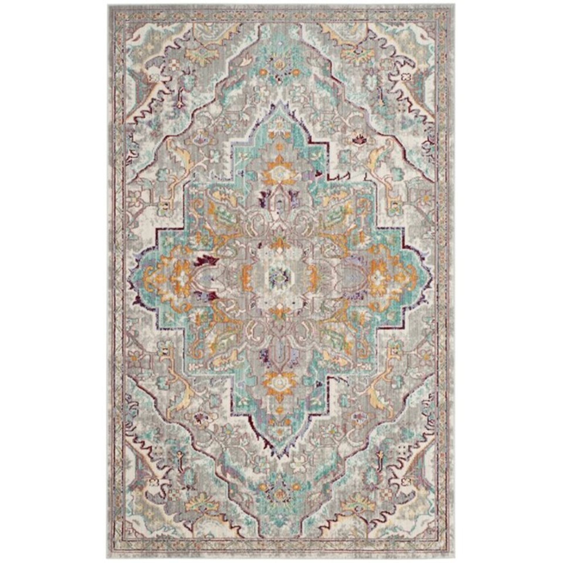 World Menagerie,Ascuaga's Vintage Inspired Grey/Light Blue Rug (90x150CM) RRP -£ 106.99(18267/2 -