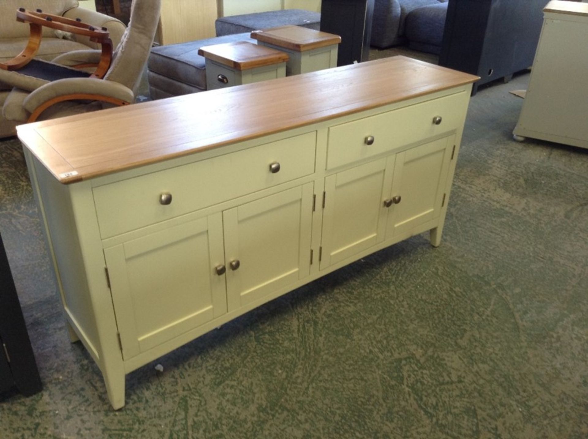 MALVERN SHAKER IVORY PAINTED OAK 4 DOOR EXTRA LARGE SIDEBOARD (DAMAGED TOP)(CH18B EV29-89)