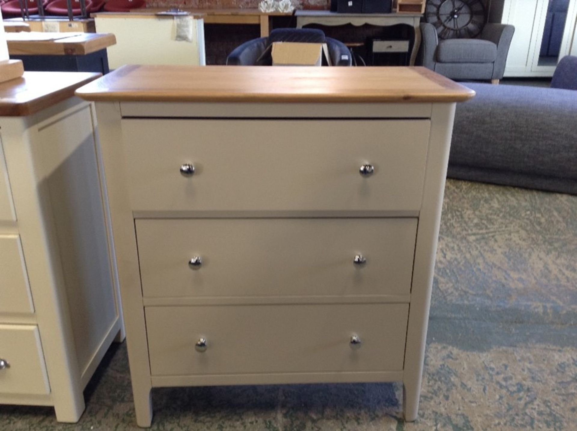 BERGEN PAINTED 3 DRAWER CHEST (DAMAGE)(CB15B NTP-3DC)