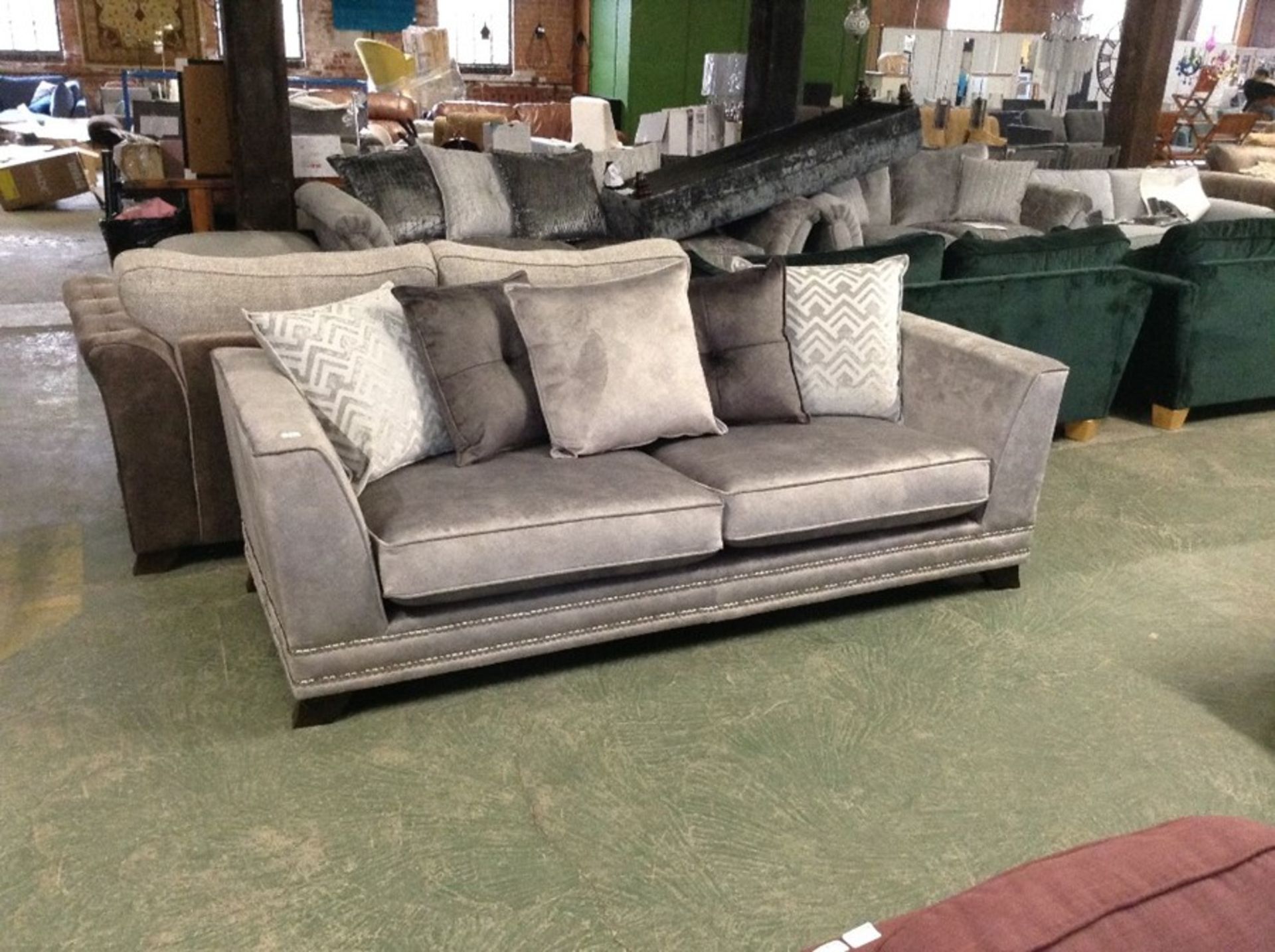 GREY SADDLE LARGE 3 SEATER SOFA (HH16-702096-39)