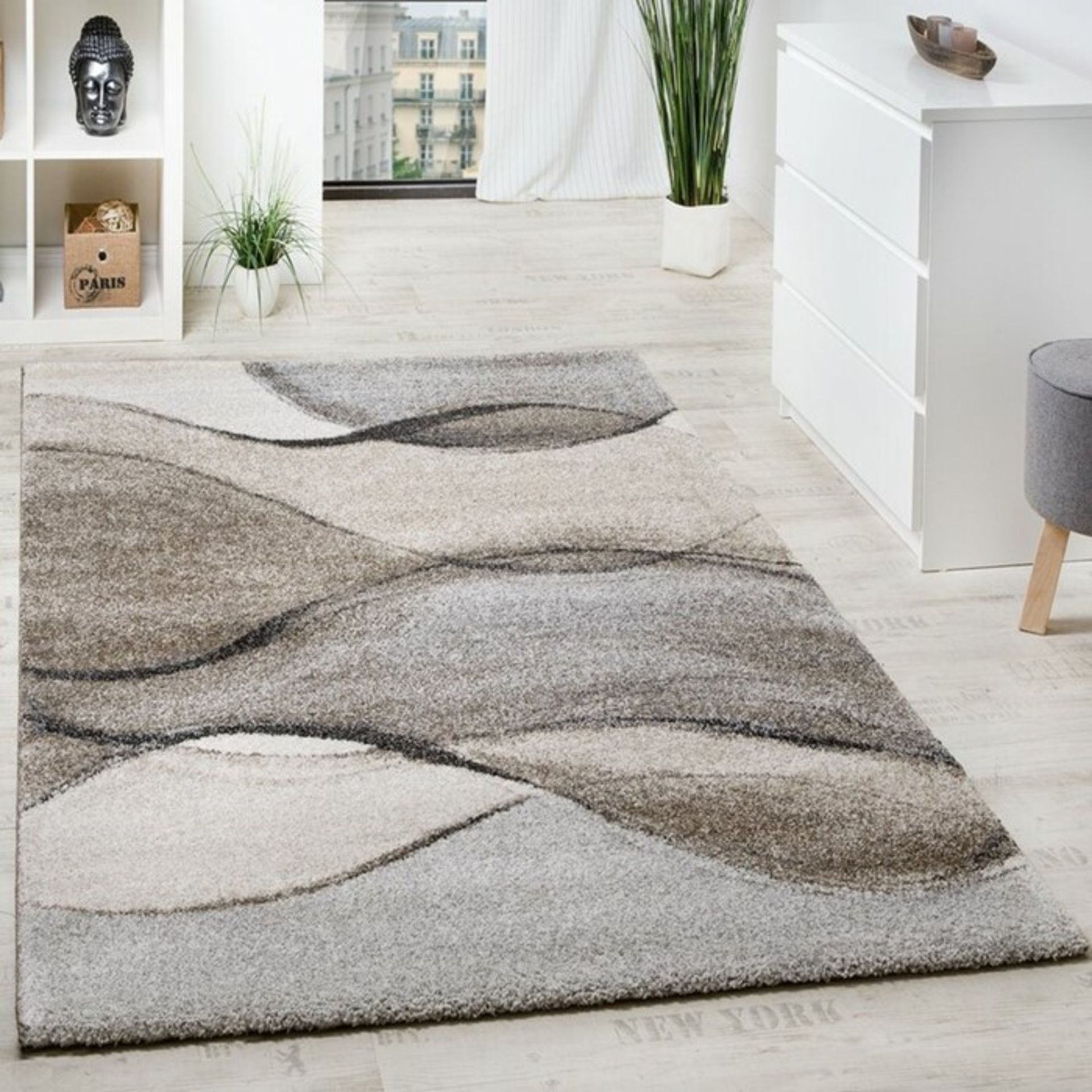 17 Stories,Kathleen Grey/Beige Rug RRP -£ 38.99(18267/23 -ALAS6187)